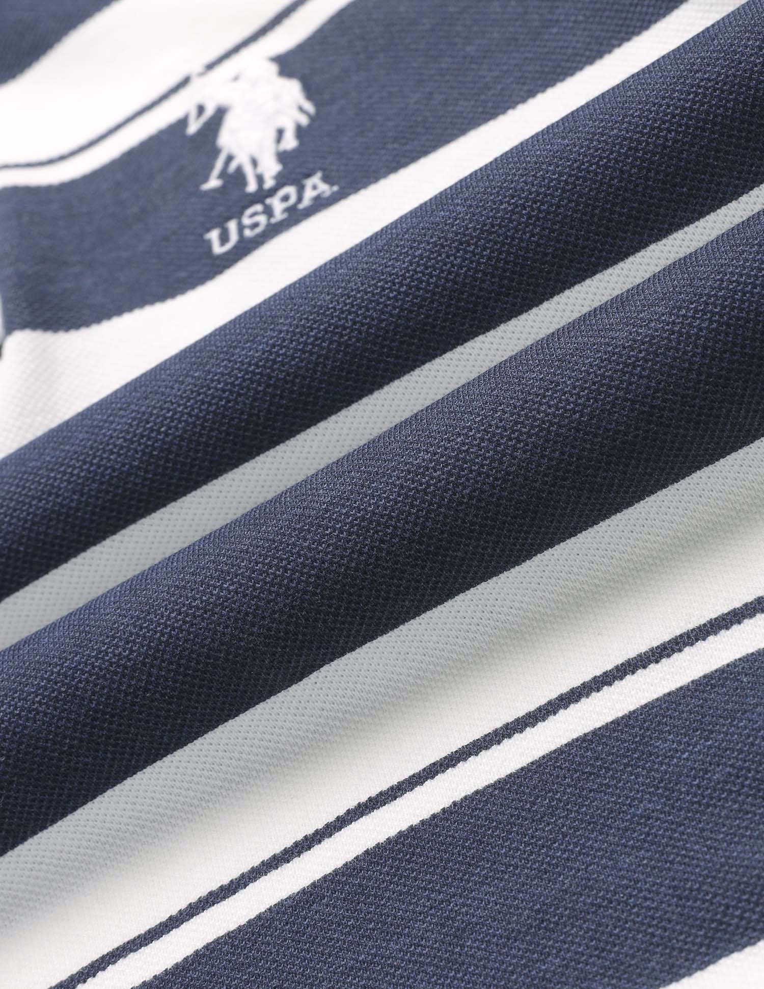 Boys Horizontal Striped Pure Cotton Polo Shirt Navy - U.S. POLO ASSN. | Large