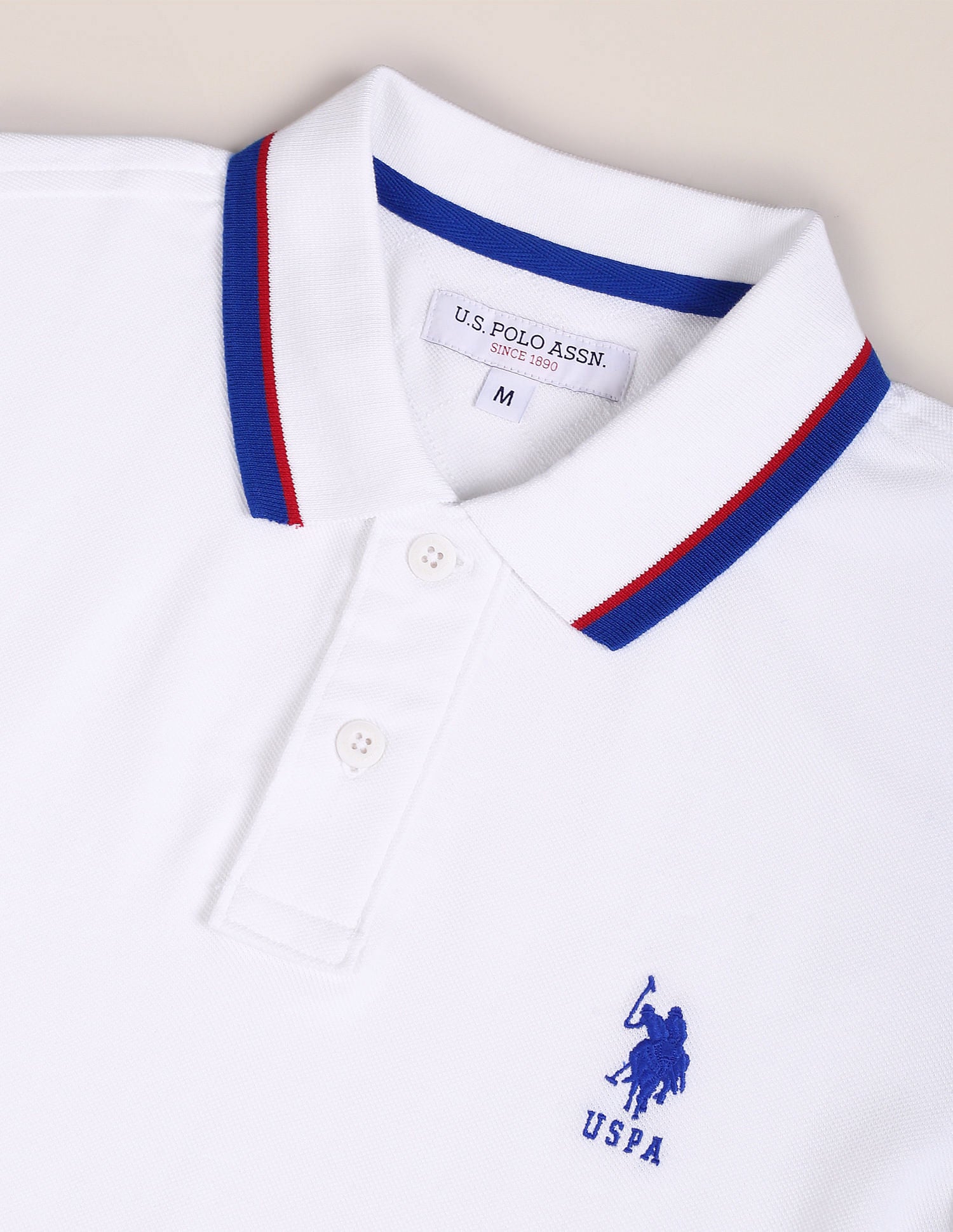 Tipped Collar Slim Fit Polo Shirt White - U.S. POLO ASSN. | Large