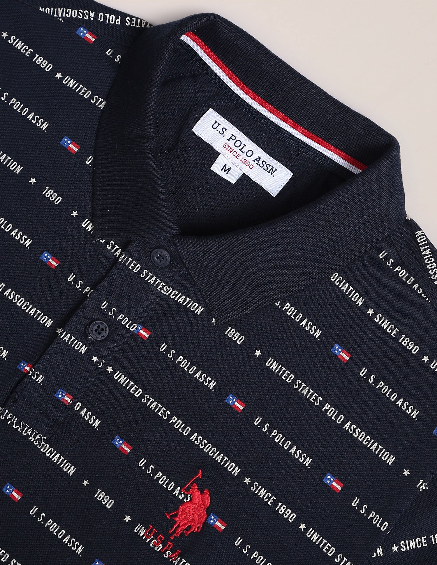Brand Print Cotton Polo Shirt Navy - U.S. Polo Assn. India | Large