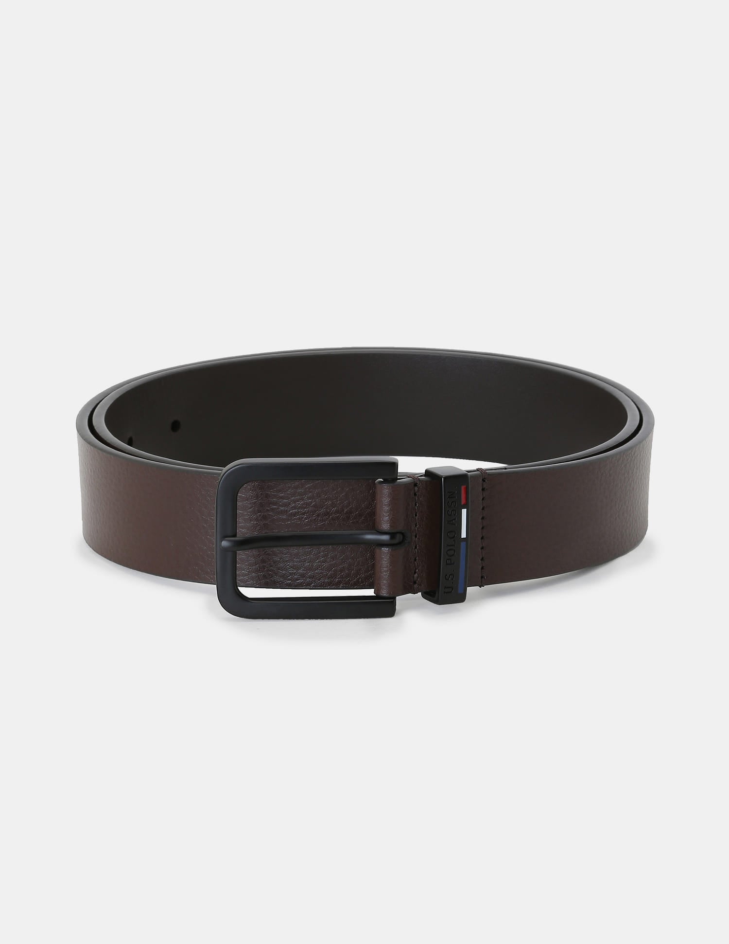 Textured Leather Belt Dark Brown - U.S. Polo Assn. India | Large