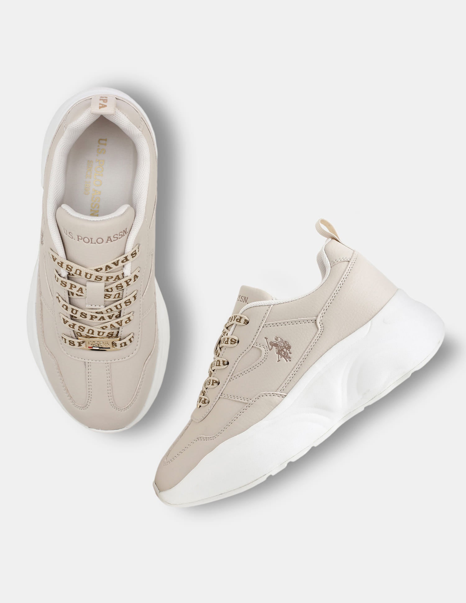 Women Lace Ups Evienne Sneakers Beige - U.S. Polo Assn. India | Large