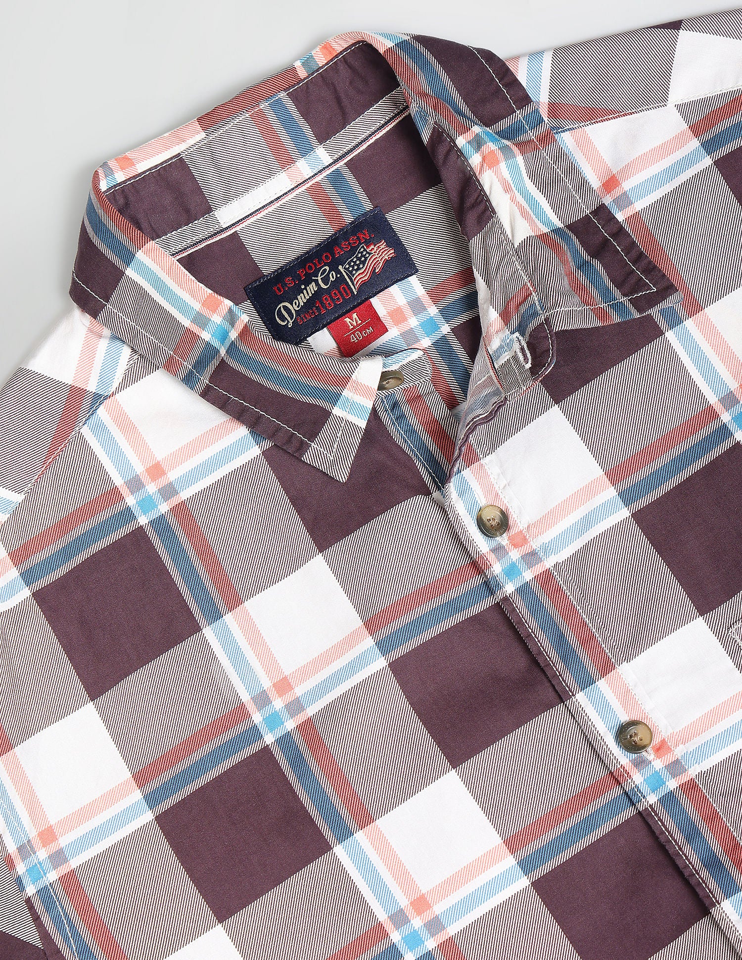 Tartan Check Cotton Shirt Brown - U.S. POLO ASSN. | Large