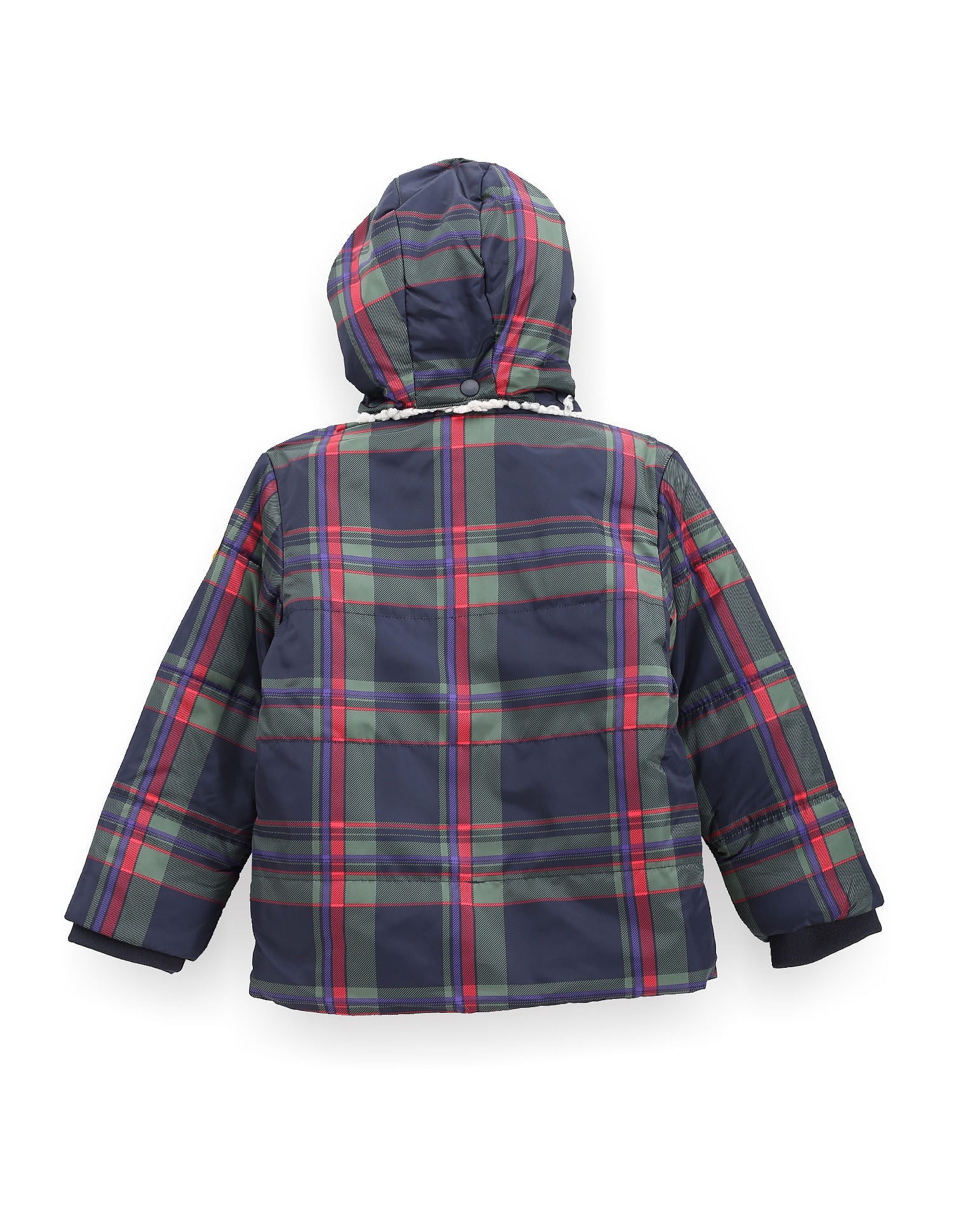 Boys Plaid Check Puffer Jacket Navy - U.S. POLO ASSN. | Large