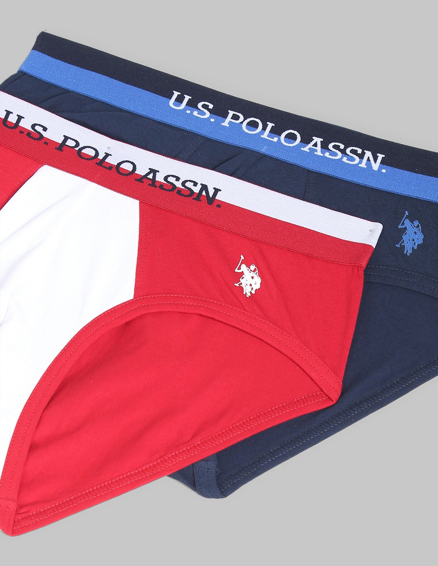 Elasticized Waist OEB02 Briefs - Pack Of 2 Red and Navy - U.S. POLO ASSN. | Large