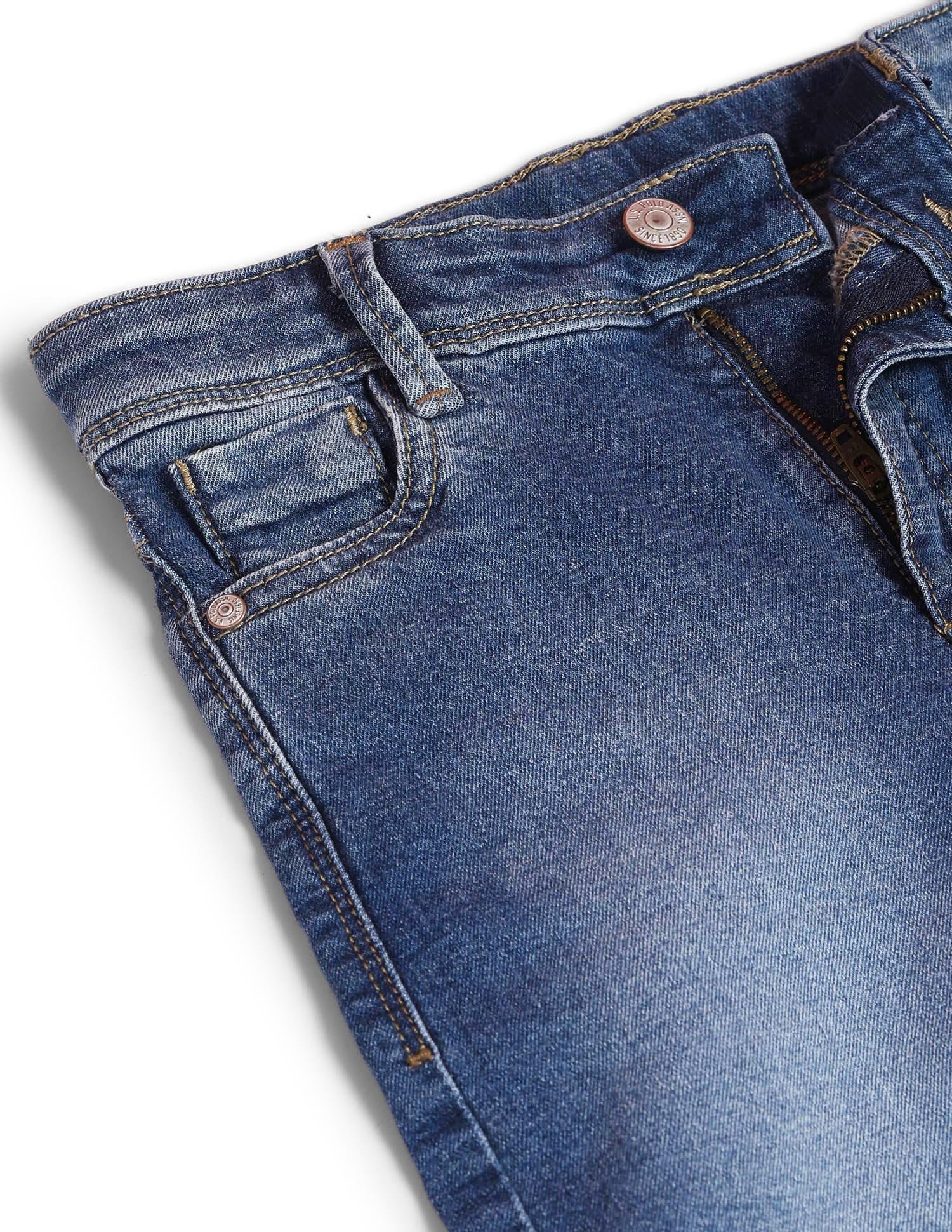 Girls Mid Rise Flared Fit Jeans Blue - U.S. POLO ASSN. | Large