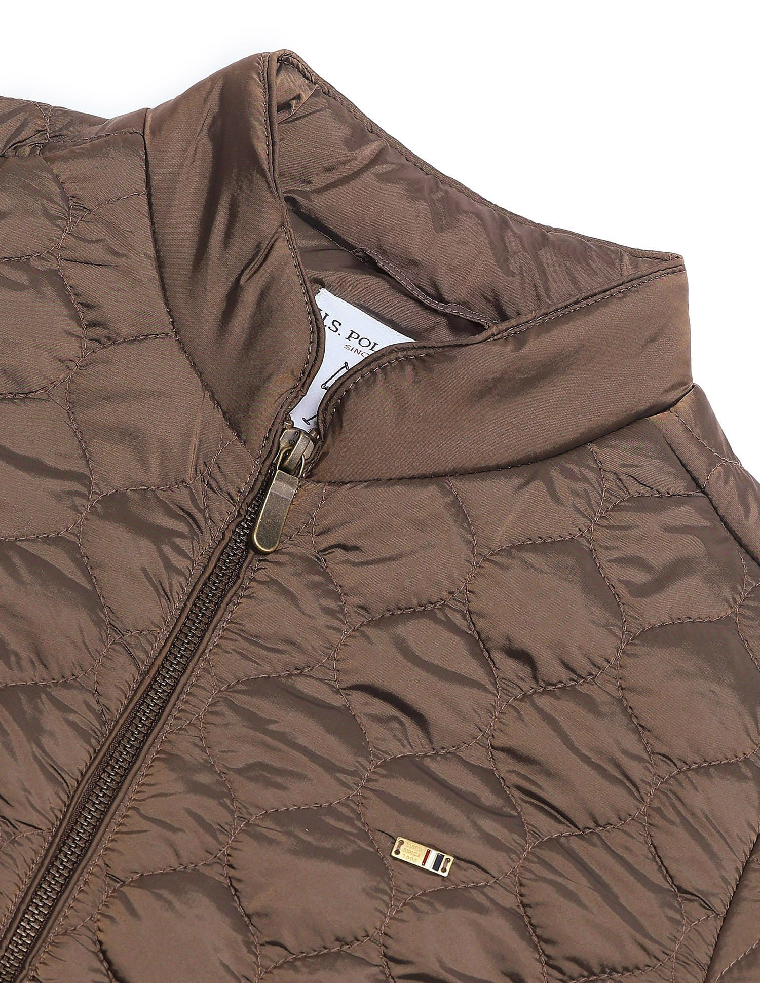 Hooded Solid Quilted Jacket Copper - U.S. Polo Assn. India | Large