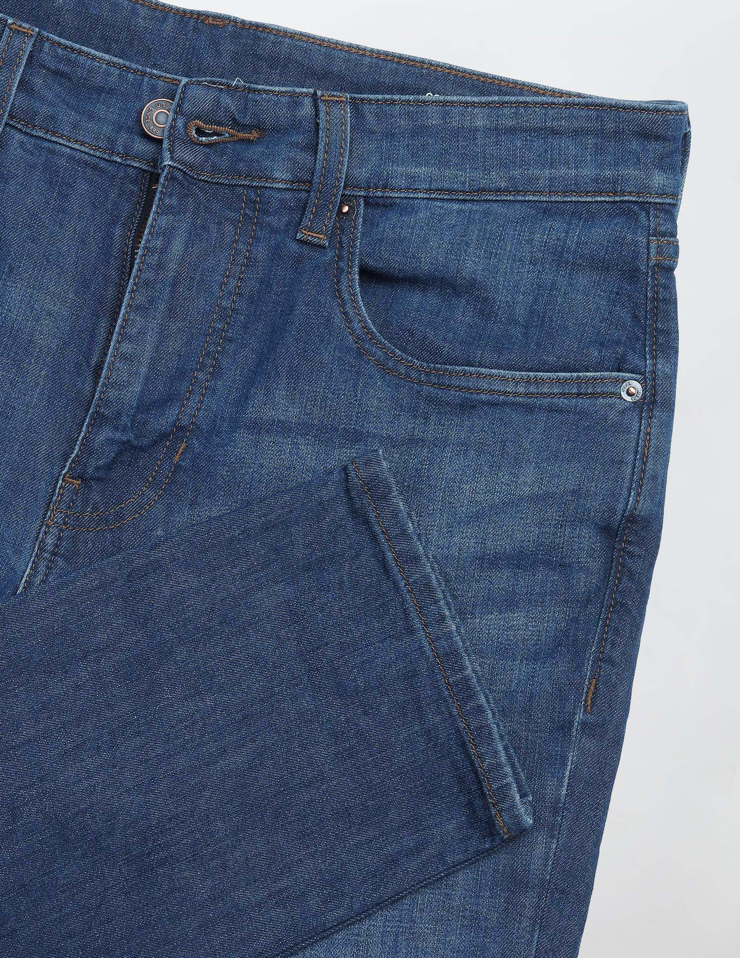 Cole Comfort Cropped Fit Blue Jeans Mid Blue - U.S. Polo Assn. India | Large