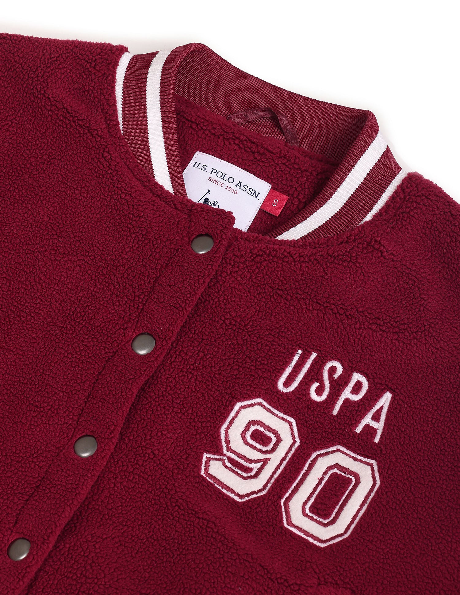 Solid Faux Fur Varsity Jacket Wine - U.S. POLO ASSN. | Large