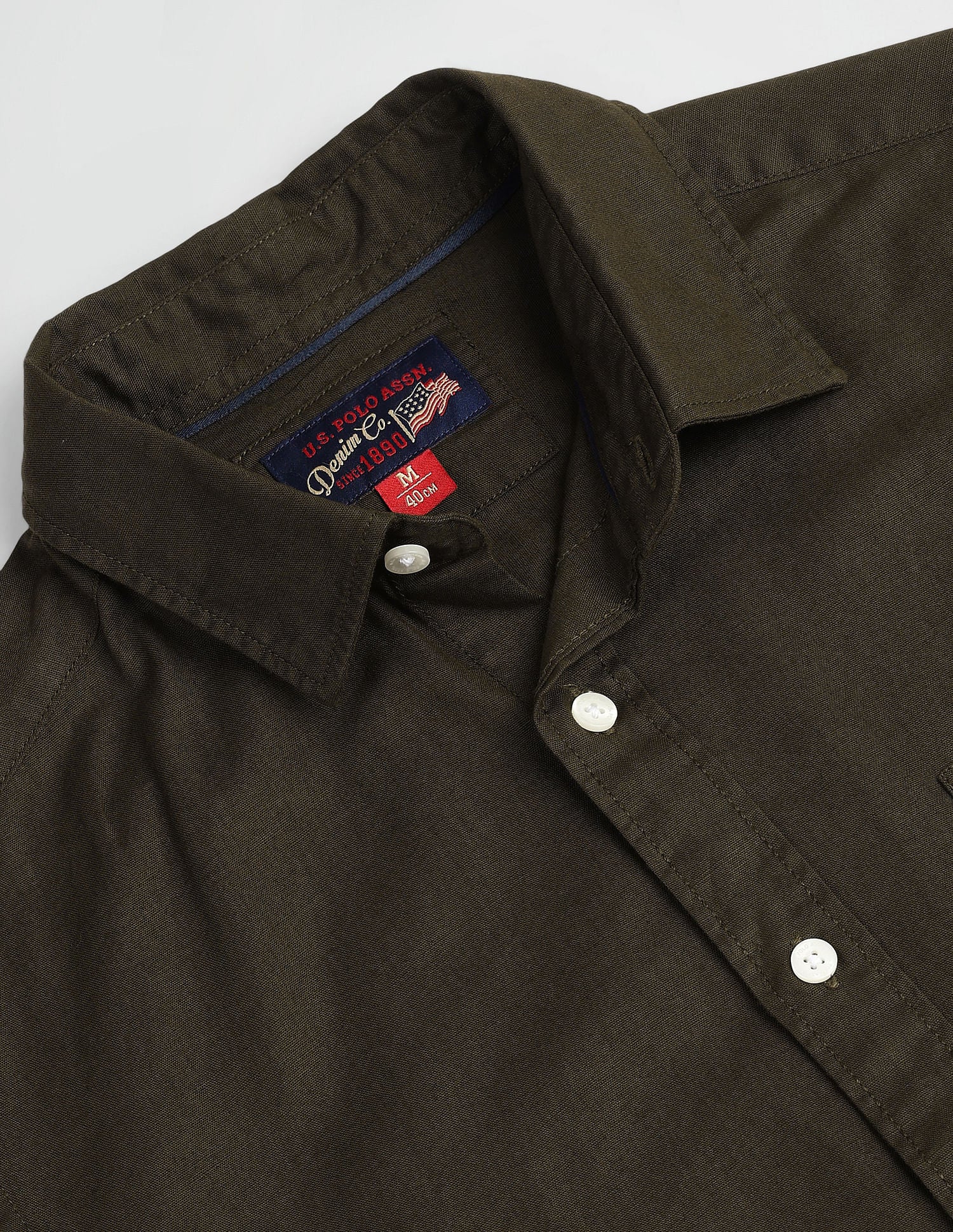 Semi Cutaway Collar Slim Fit Shirt Olive - U.S. Polo Assn. India | Large