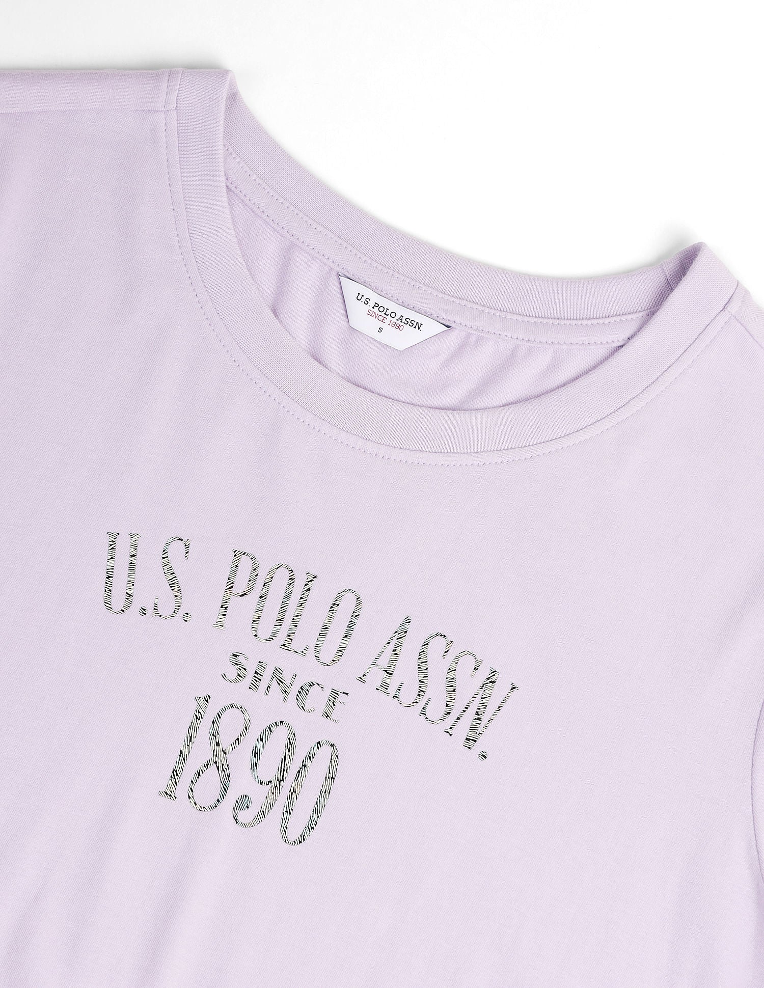 Metallic Logo Pure Cotton T-Shirt Lavender - U.S. POLO ASSN. | Large