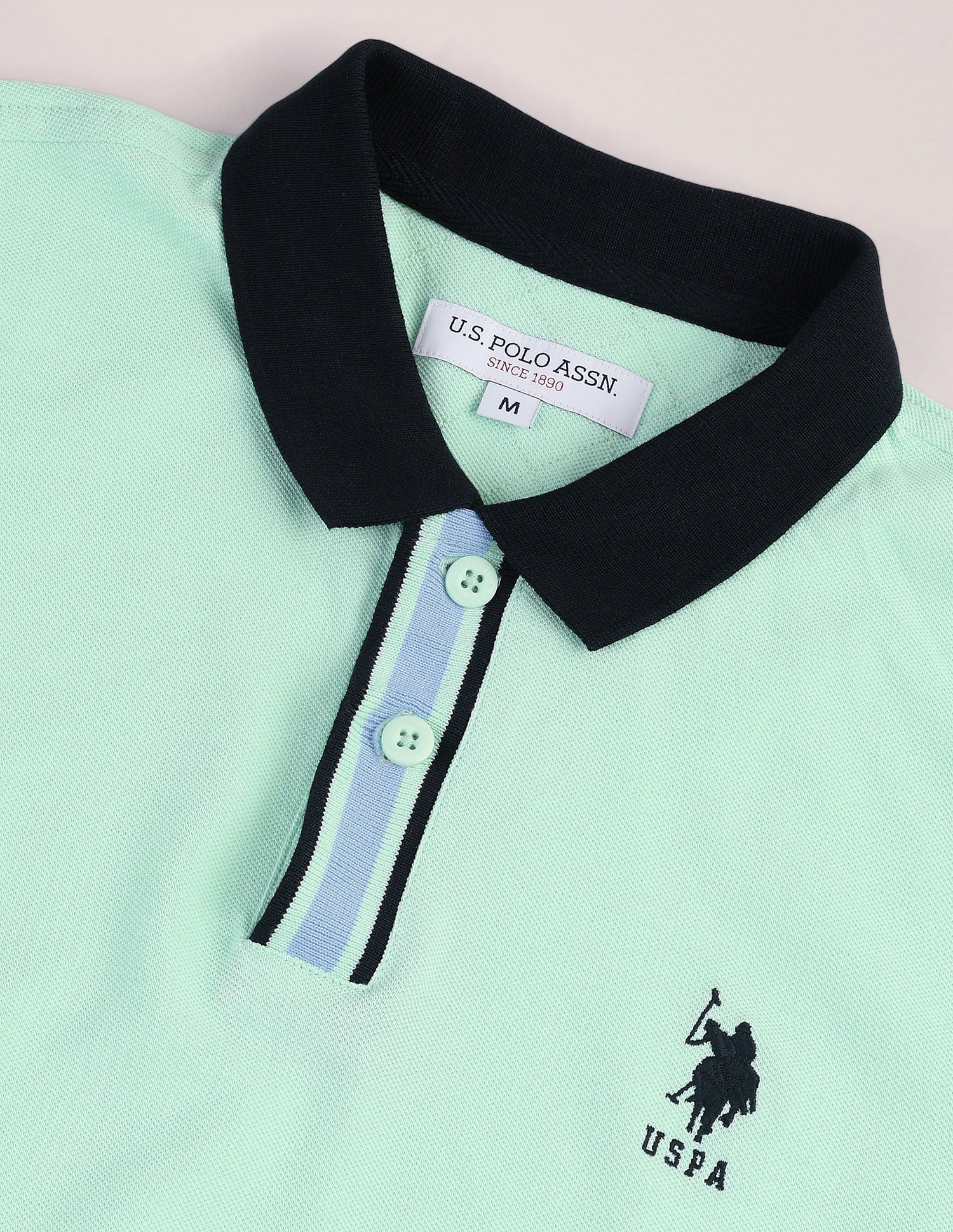 Slim Fit Pure Cotton Polo Shirt Aqua - U.S. POLO ASSN. | Large