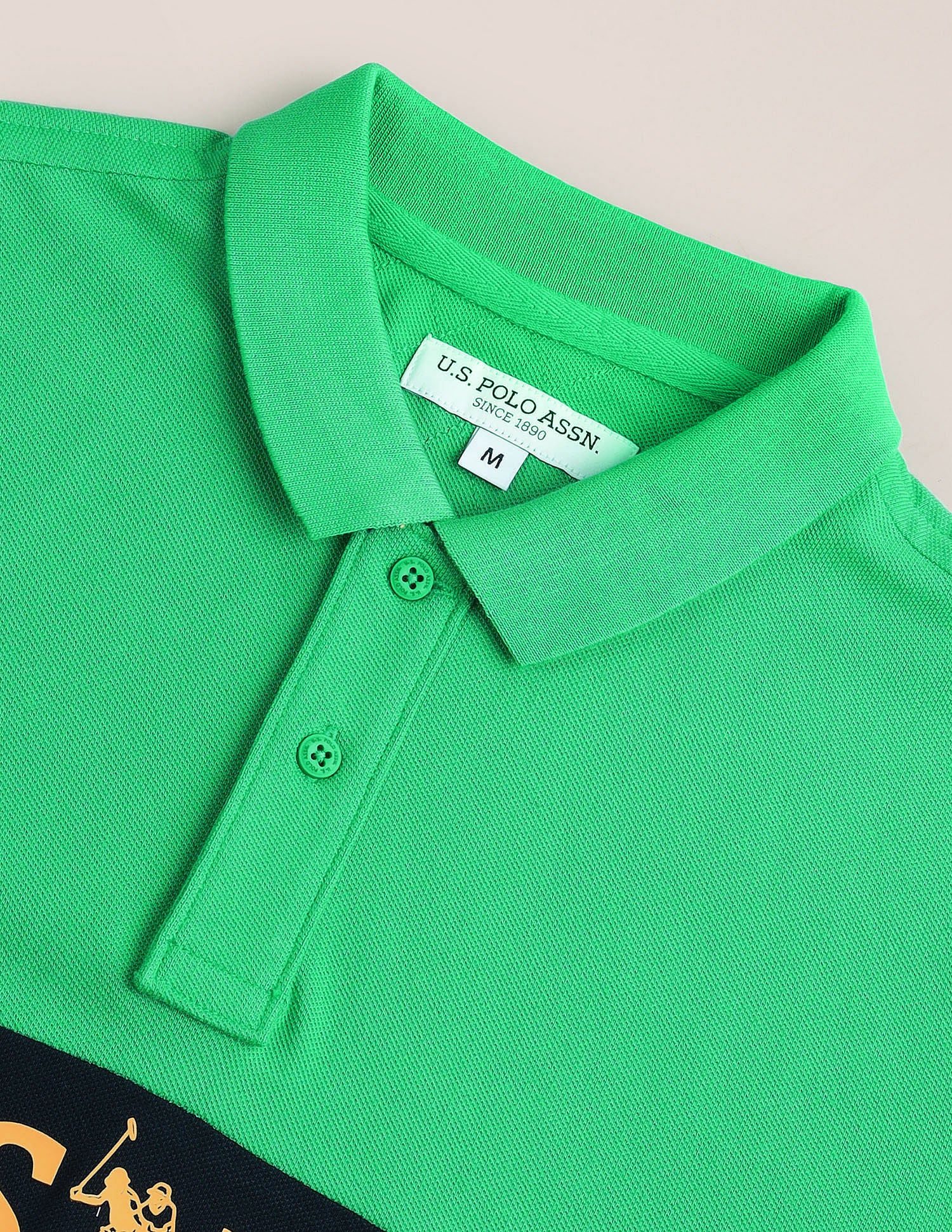 Brand Print Slim Fit Polo Shirt Green - U.S. Polo Assn. India | Large