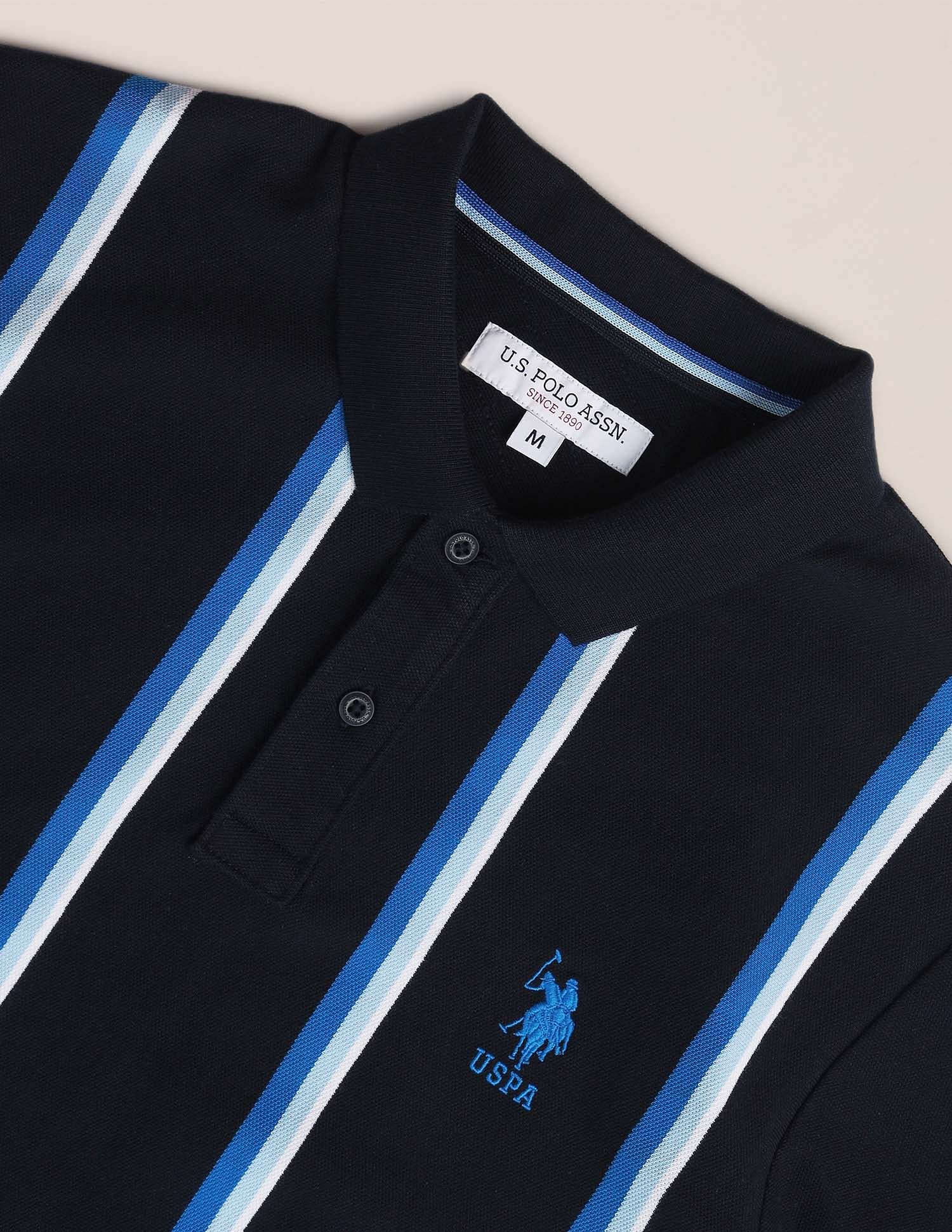 Vertical Stripe Logo Polo Shirt Navy - U.S. Polo Assn. India | Large
