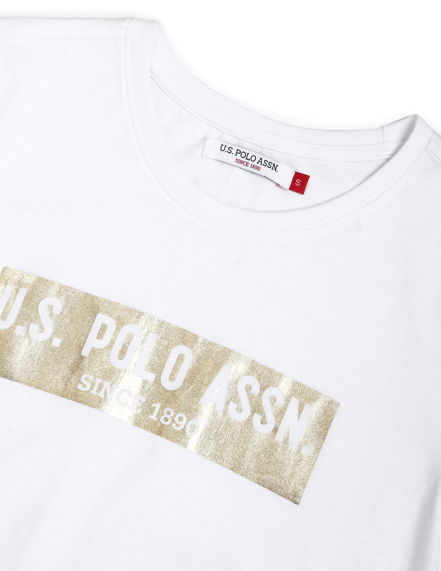 Metallic Brand Print Cotton T-Shirt White - U.S. POLO ASSN. | Large