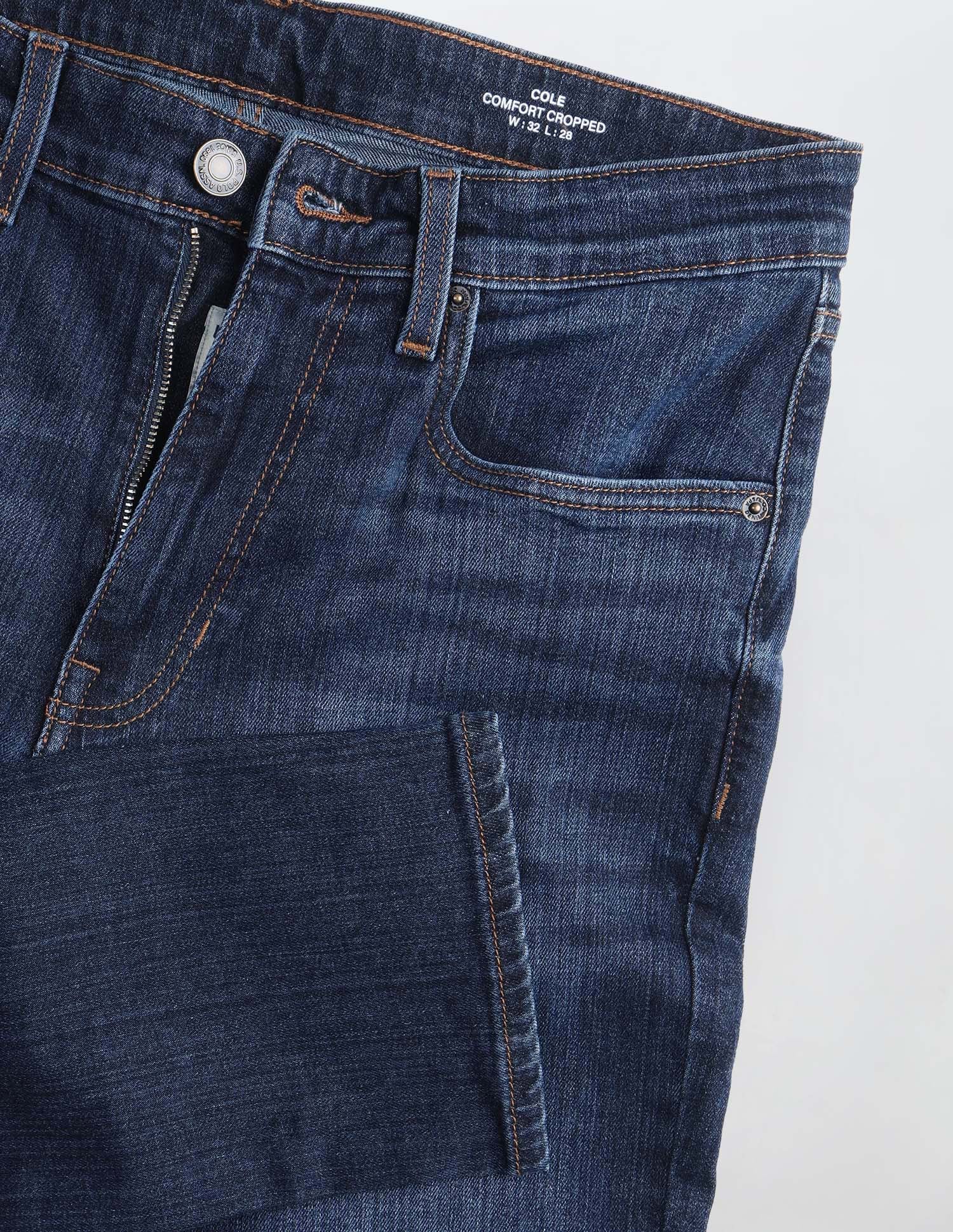 Cole Comfort Cropped Fit Blue Jeans Mid Blue - U.S. Polo Assn. India | Large