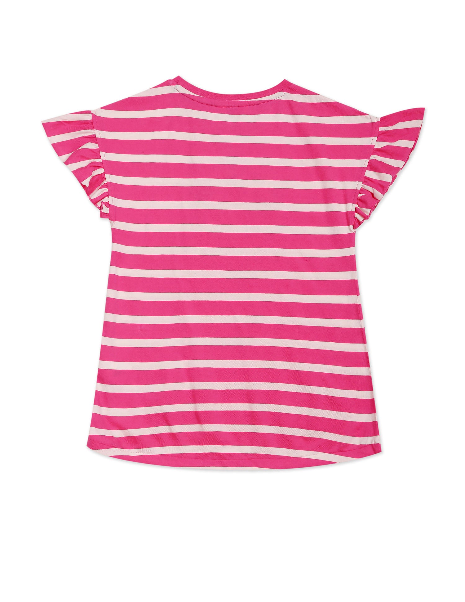 Girls Pink Round Neck Striped T-Shirt Medium Pink - U.S. POLO ASSN. | Large