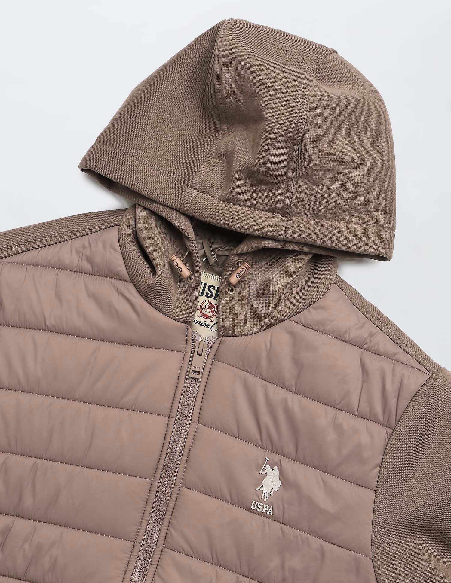 Solid Hooded Puffer Jacket Khaki - U.S. POLO ASSN. | Large