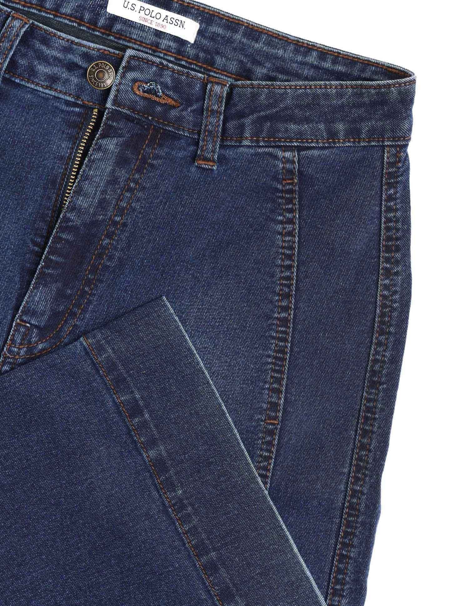 High Rise Wide Leg Jeans Dark Blue - U.S. POLO ASSN. | Large