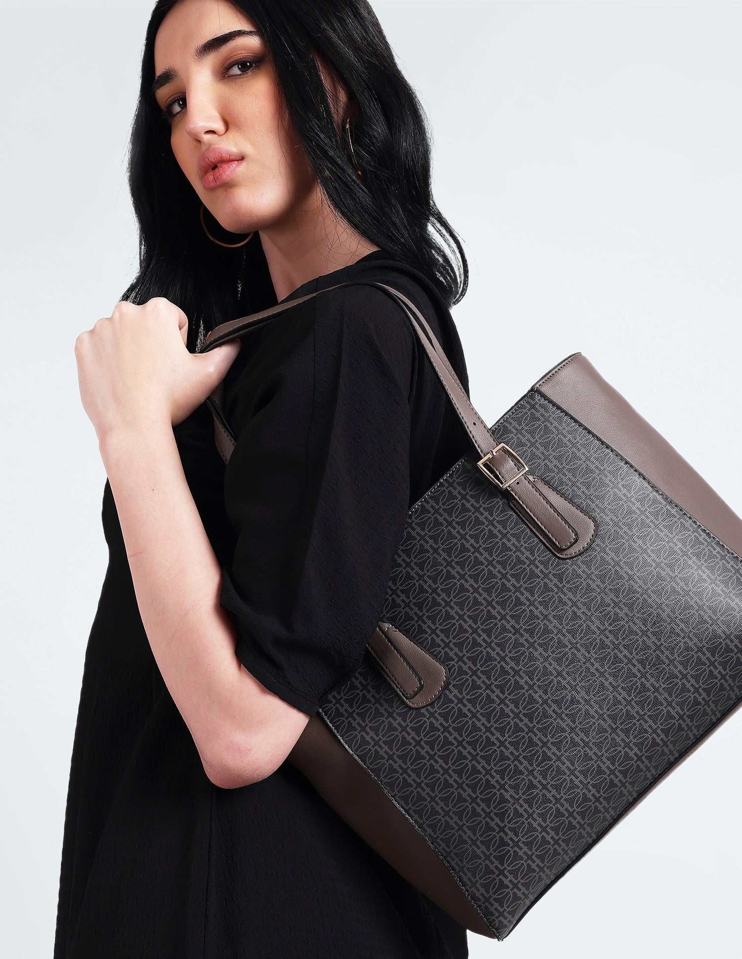 Panelled Monogram Handbag Grey - U.S. POLO ASSN. | Large