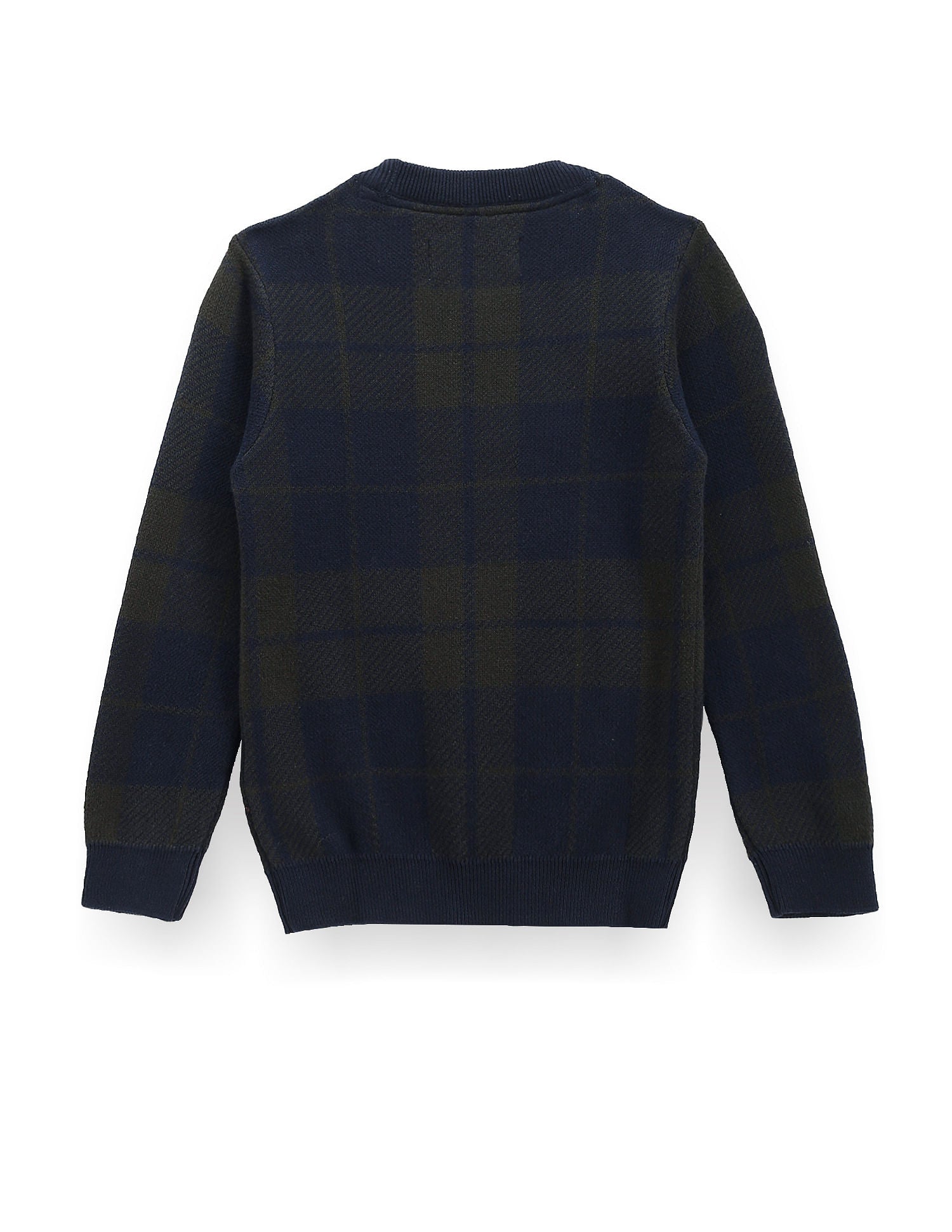 Boys Crew Neck Check Sweater Green - U.S. POLO ASSN. | Large