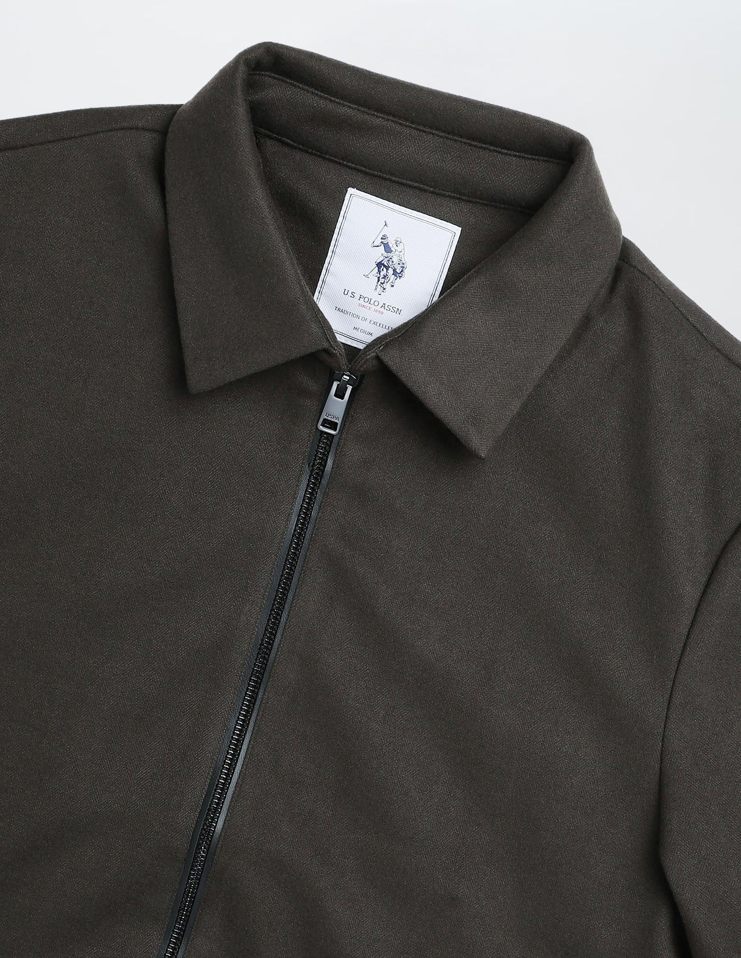 Solid Regular Fit Jacket Olive - U.S. POLO ASSN. | Large