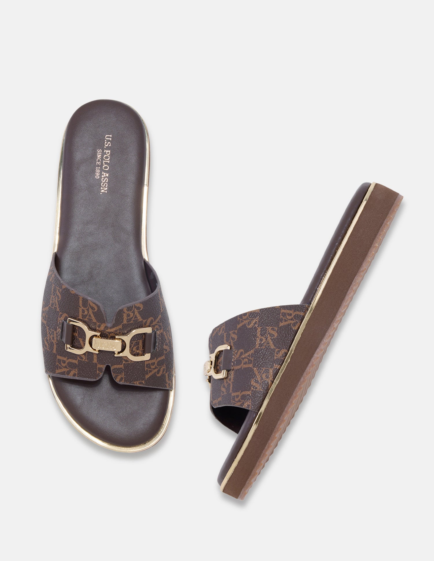 Monogram Viha Sandals Dark Brown - U.S. Polo Assn. India | Large