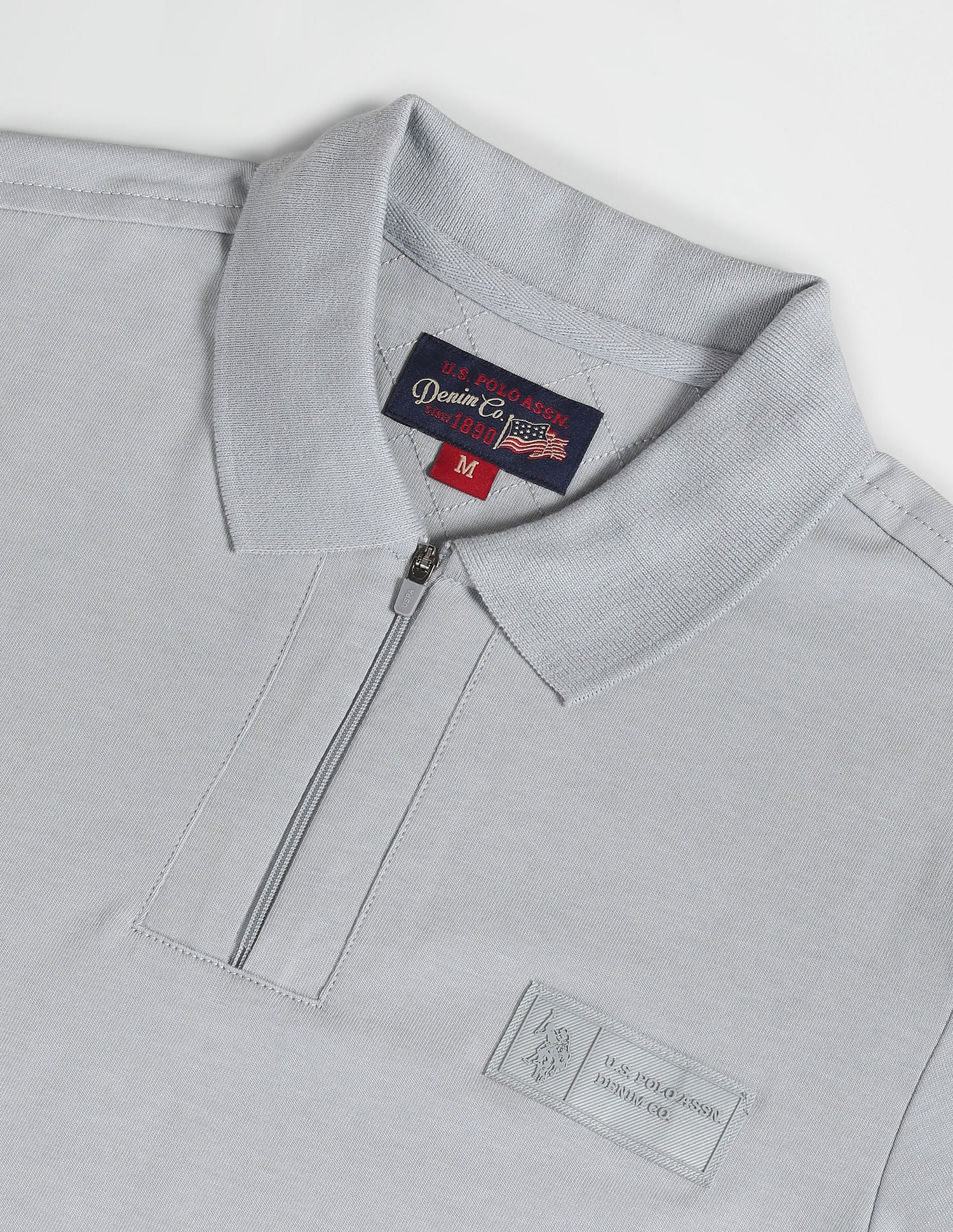 Logo Badge Solid Polo Shirt Grey - U.S. Polo Assn. India | Large