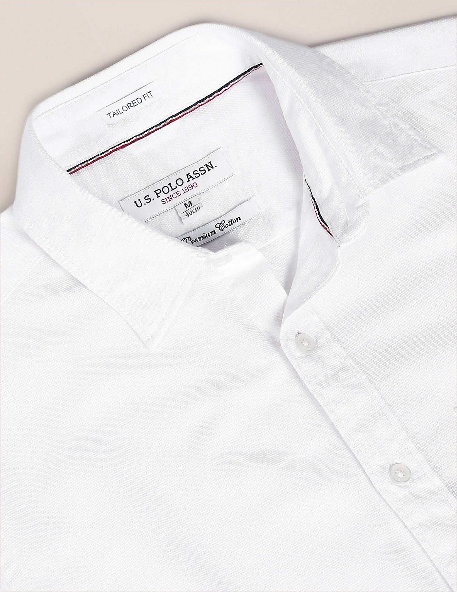 Birdseye Dobby Textured Solid Shirt White - U.S. Polo Assn. India | Large