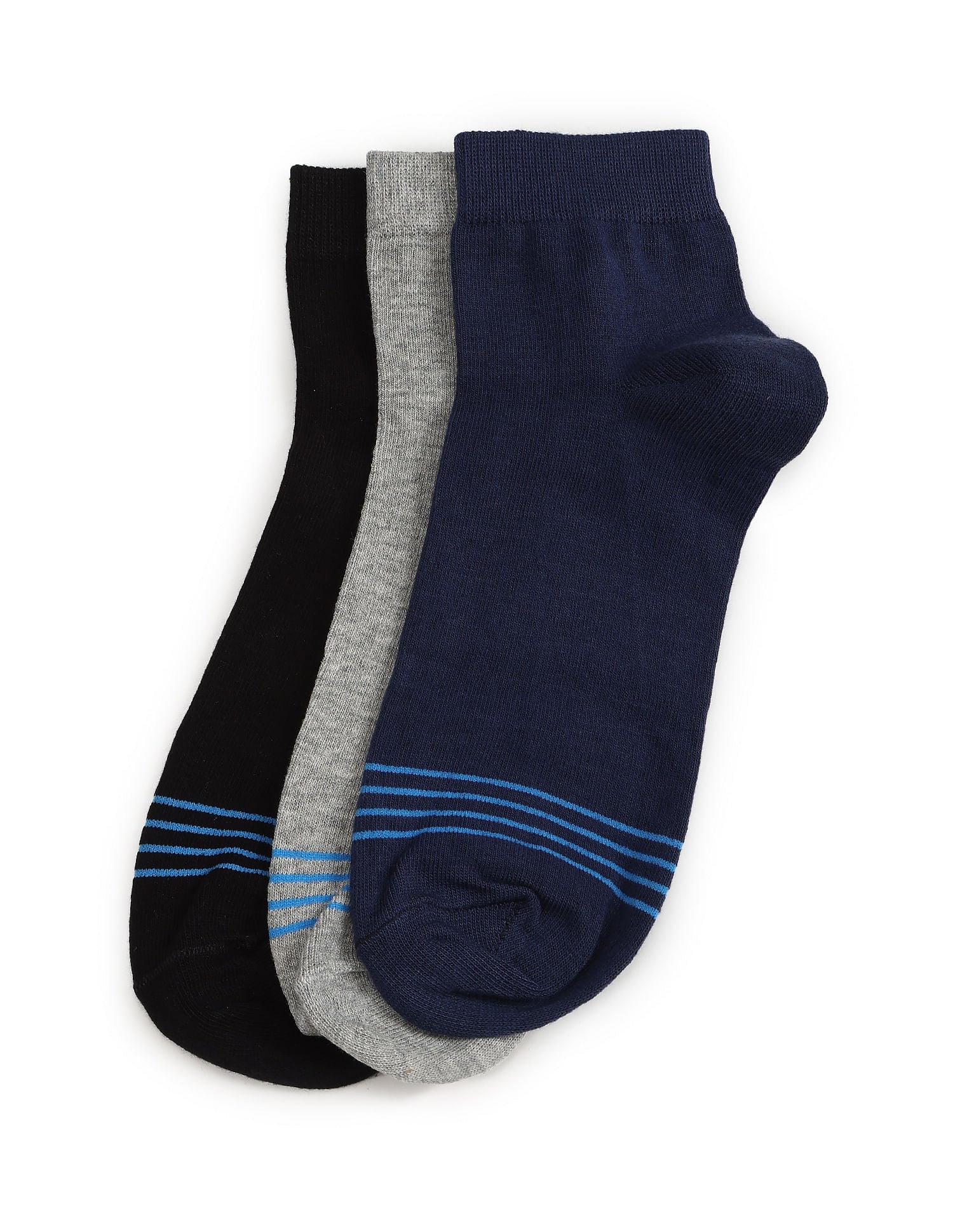 Ankle Length Stretch I646 Socks - Pack Of 3 Navy, Black and Grey - U.S. POLO ASSN. | Large