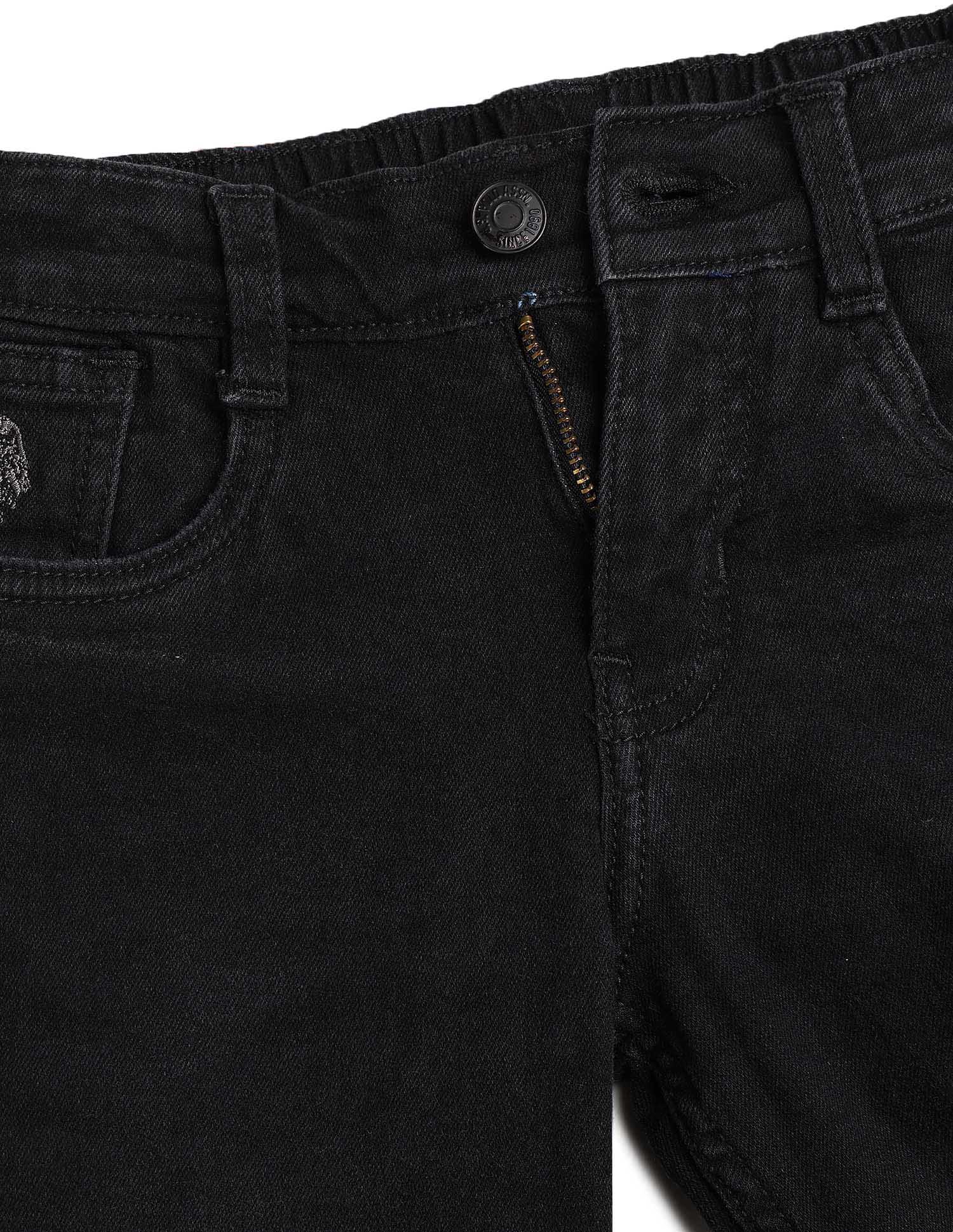 Boys Stone Washed Relaxed Fit Jeans Black - U.S. POLO ASSN. | Large