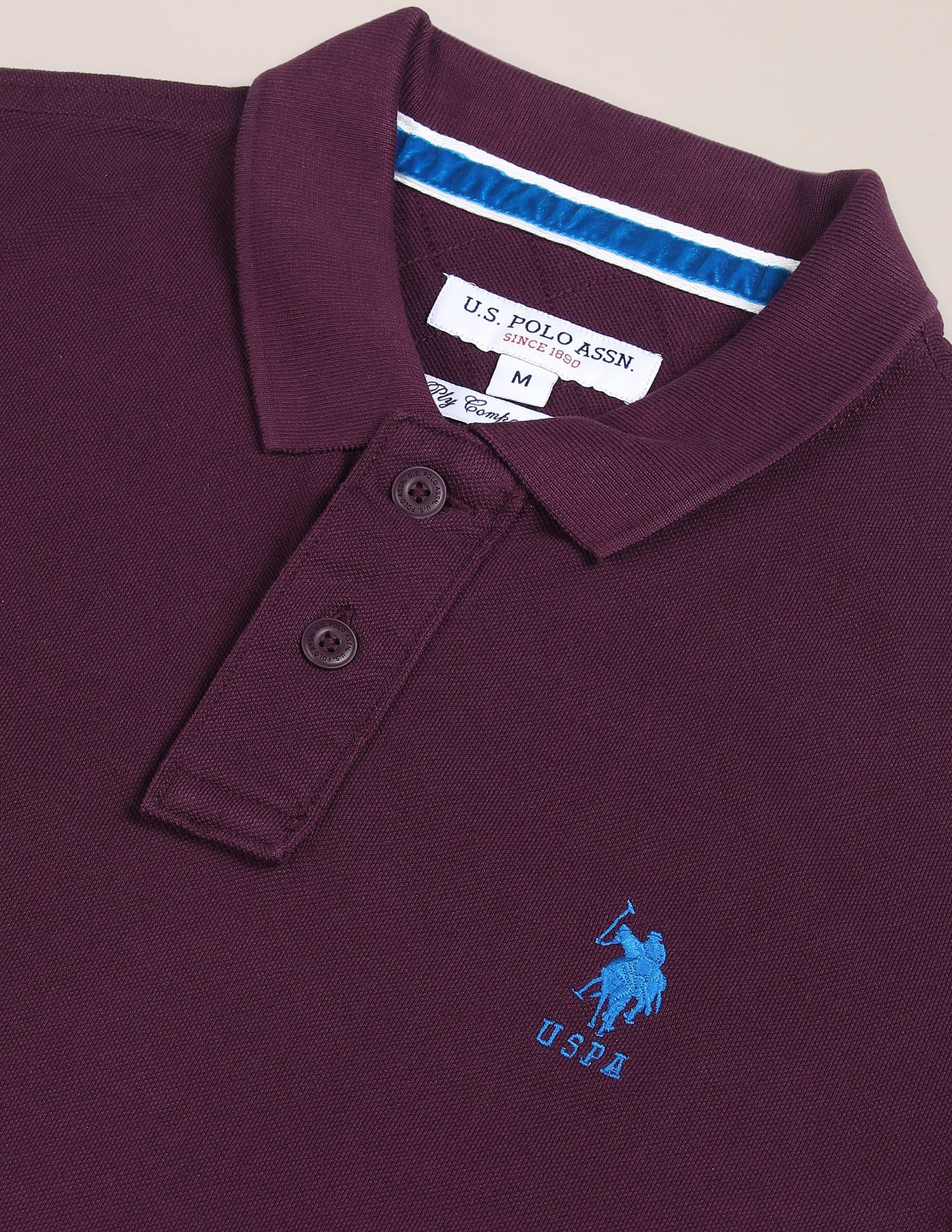 Men Plum Ribbed Collar Logo Polo Shirt – U.S. Polo Assn. India