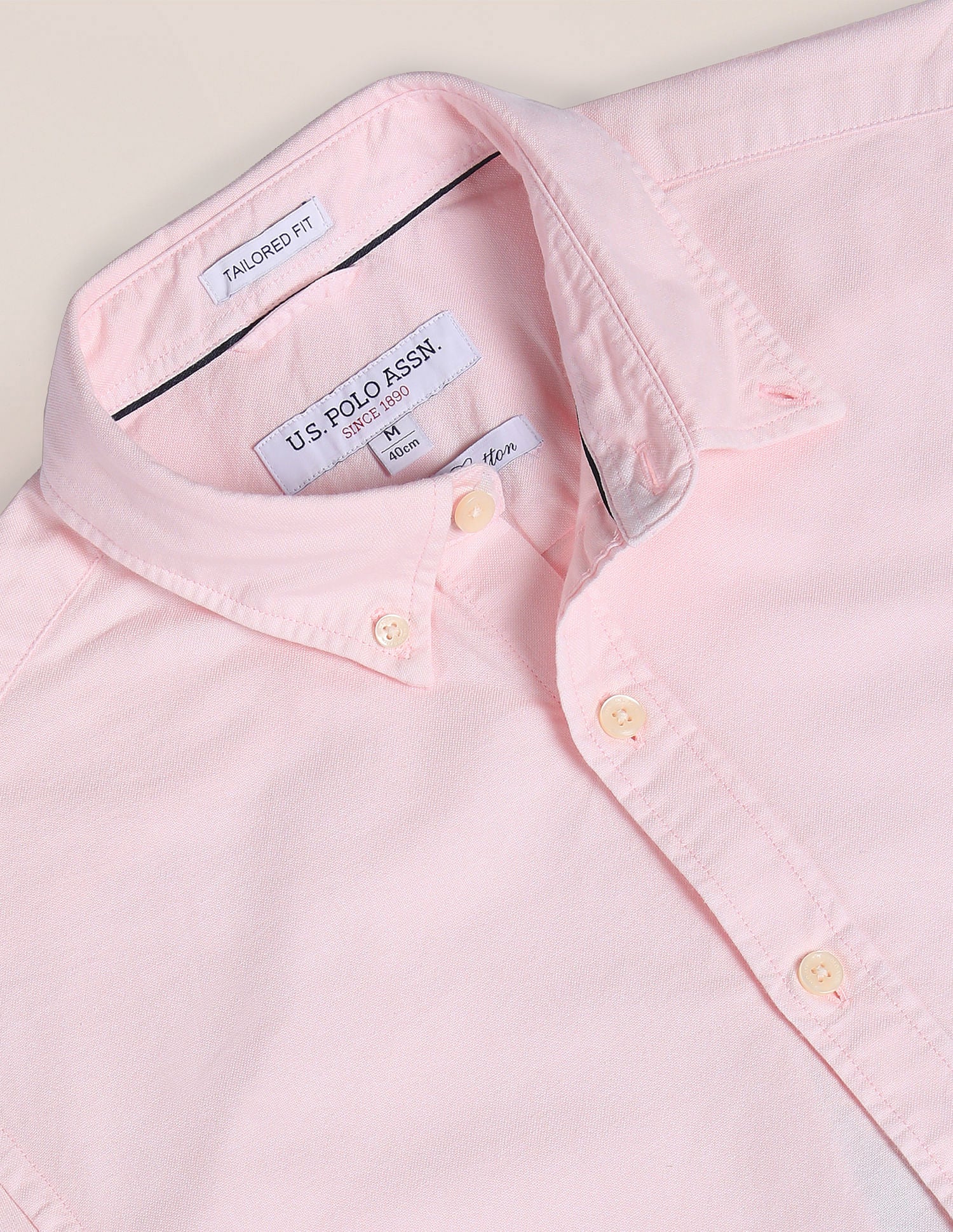 Solid Dobby Shirt Pink - U.S. POLO ASSN. | Large
