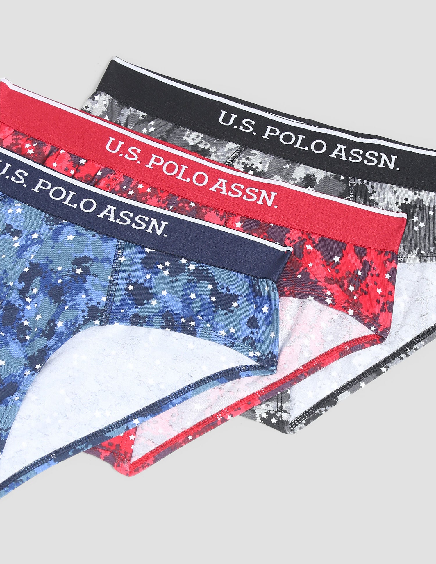 Abrasion Free Printed OEB01 Briefs - Pack Of 3 Blue, Red and Grey - U.S. POLO ASSN. | Large
