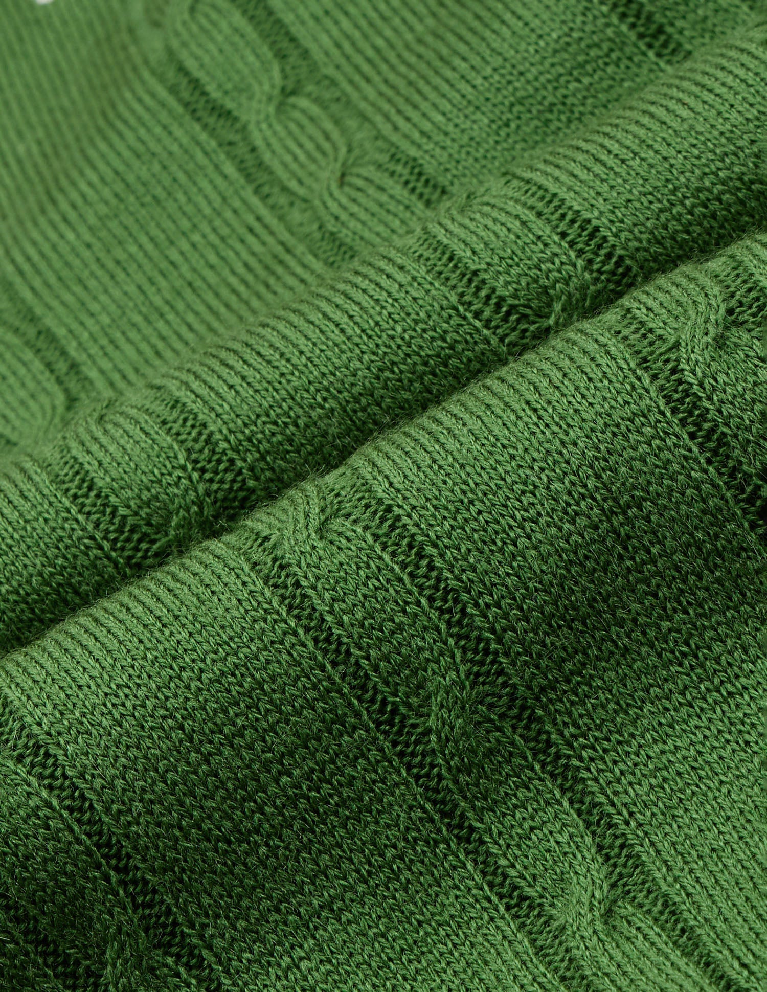 Cable Patterned Knit Regular Fit Sweater Green - U.S. Polo Assn. India | Large