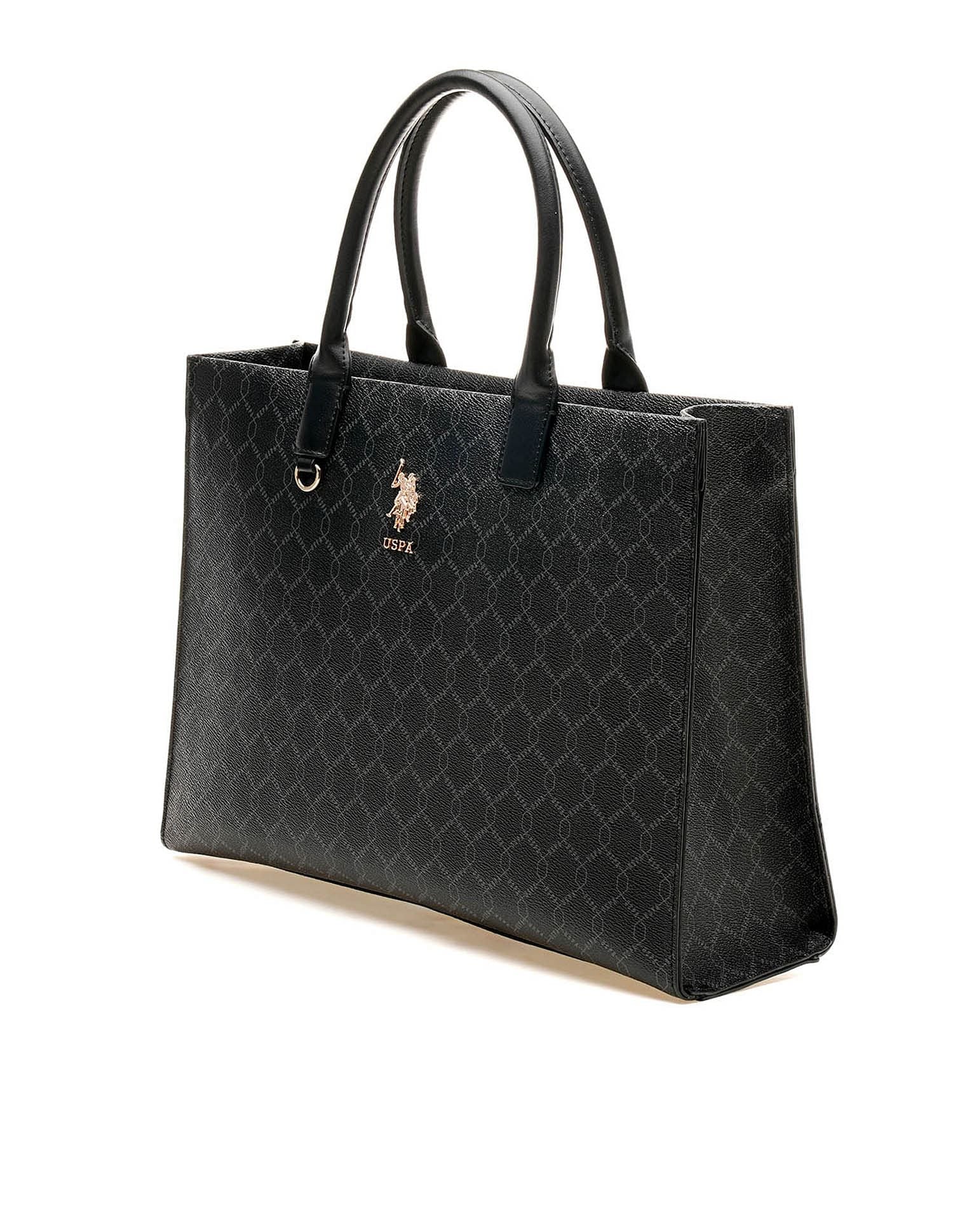 Madison Monogram Tote Bag Black - U.S. POLO ASSN. | Large