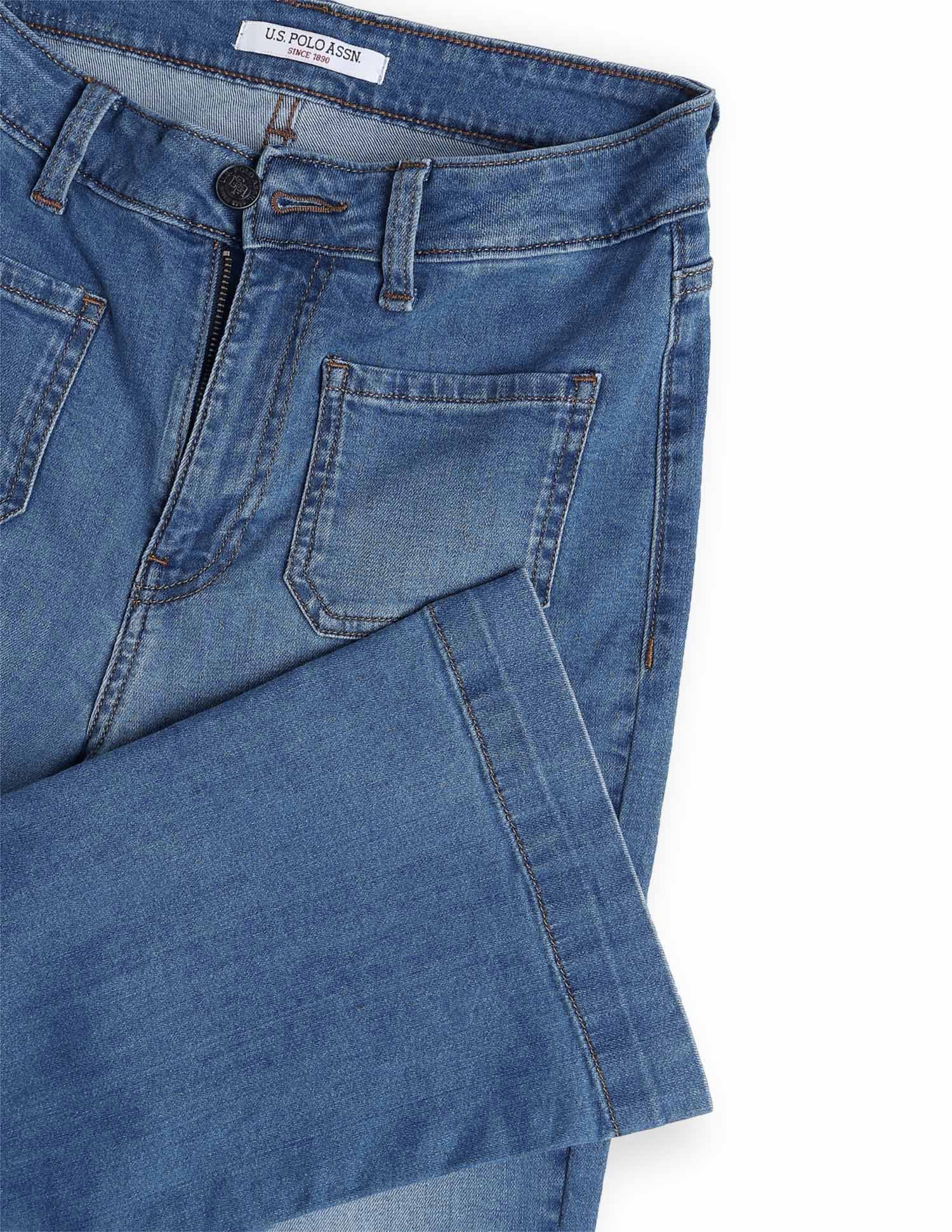 High-Rise Bootcut Fit Patch Pocket Jeans Blue - U.S. Polo Assn. India | Large