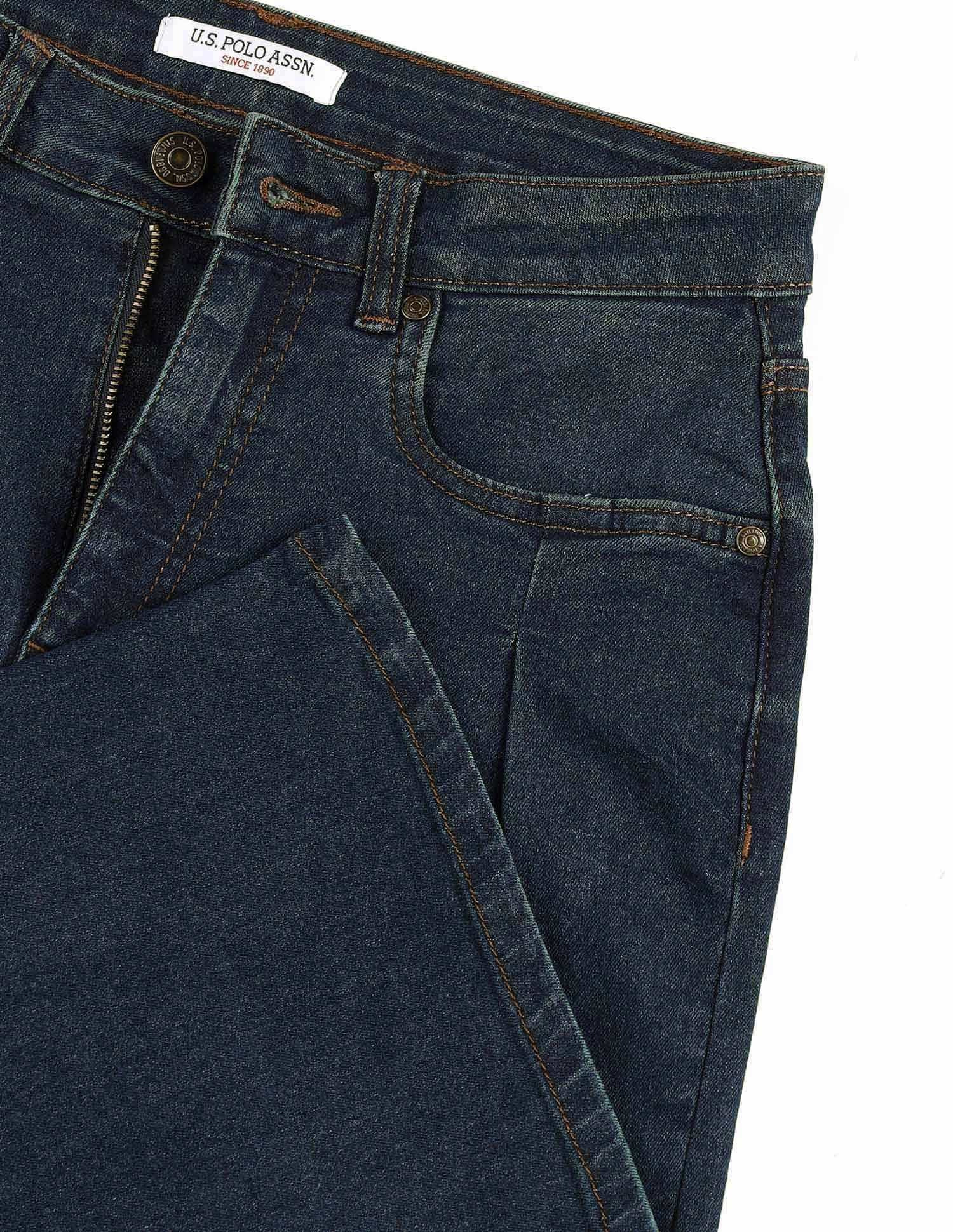 High Rise Wide Leg Fit Jeans Dark Blue - U.S. POLO ASSN. | Large