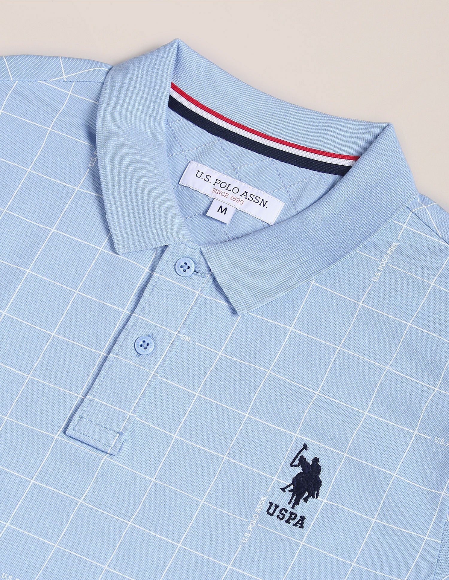 Graph Check Slim Polo Shirt Light Blue - U.S. Polo Assn. India | Large
