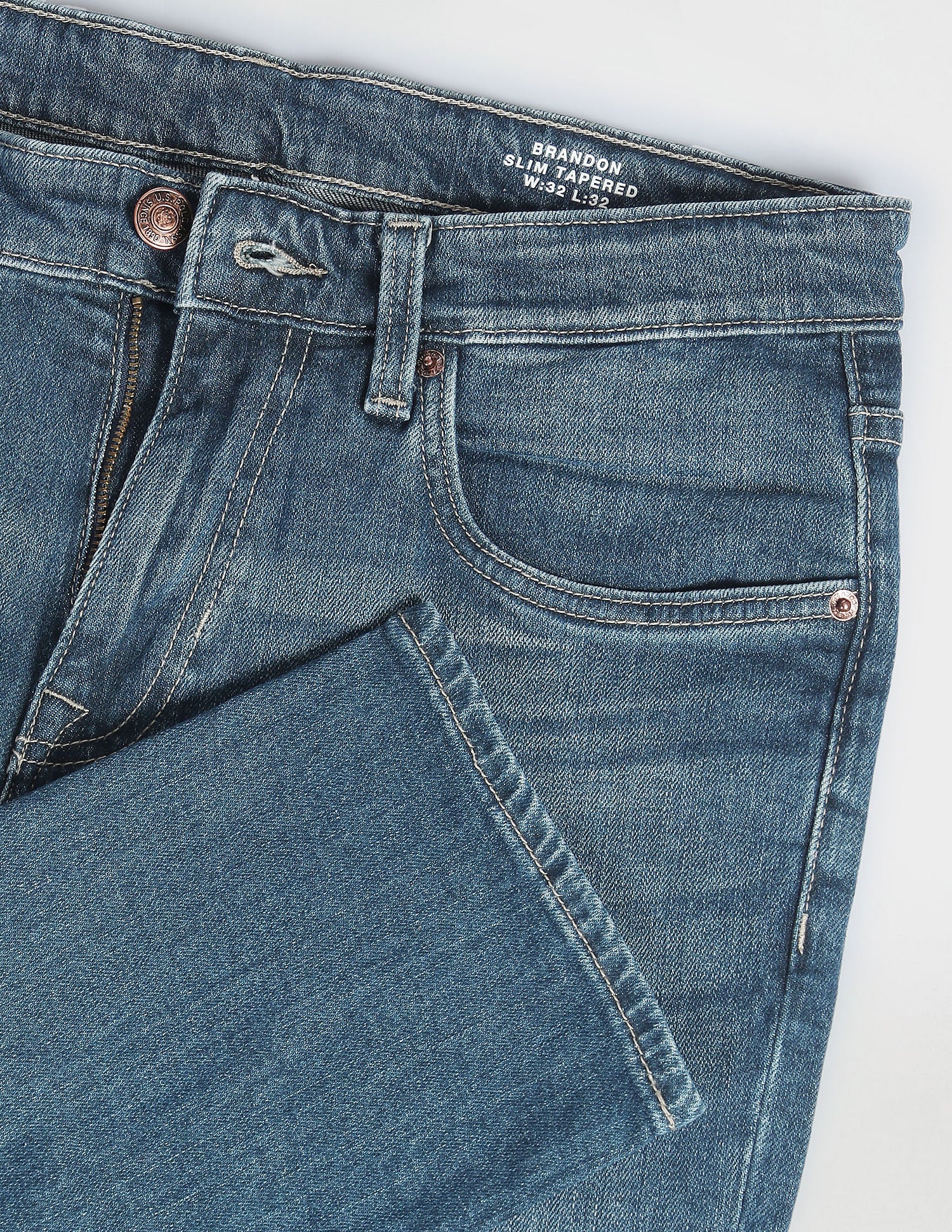 Brandon Slim Tapered Fit Blue Jeans Blue - U.S. POLO ASSN. | Large