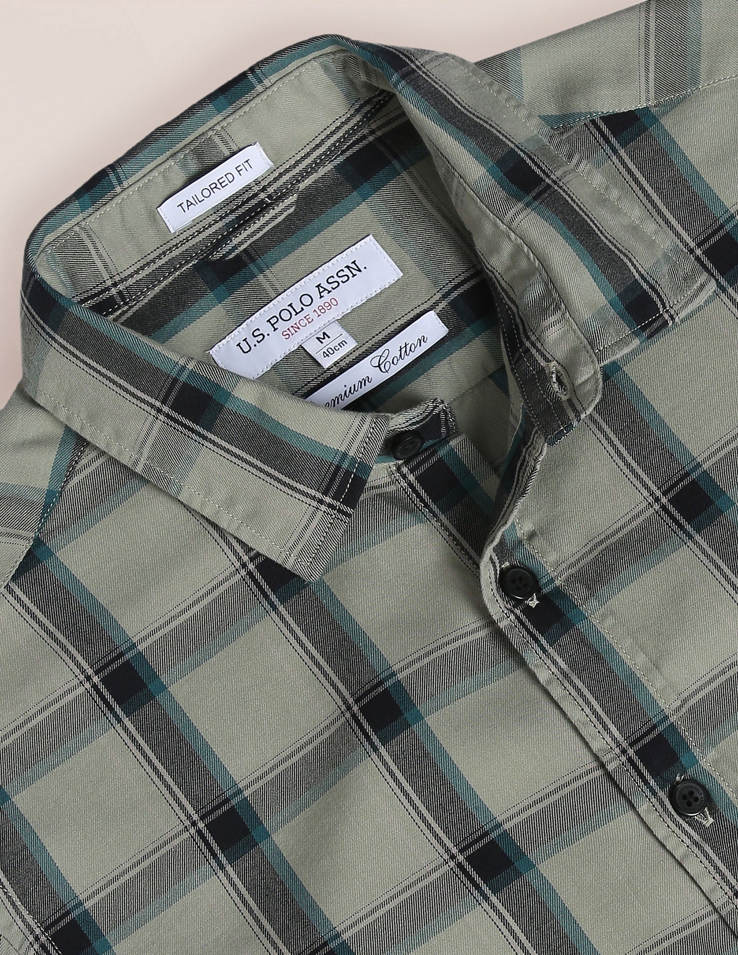 Tartan Check Twill Shirt Light Olive - U.S. Polo Assn. India | Large