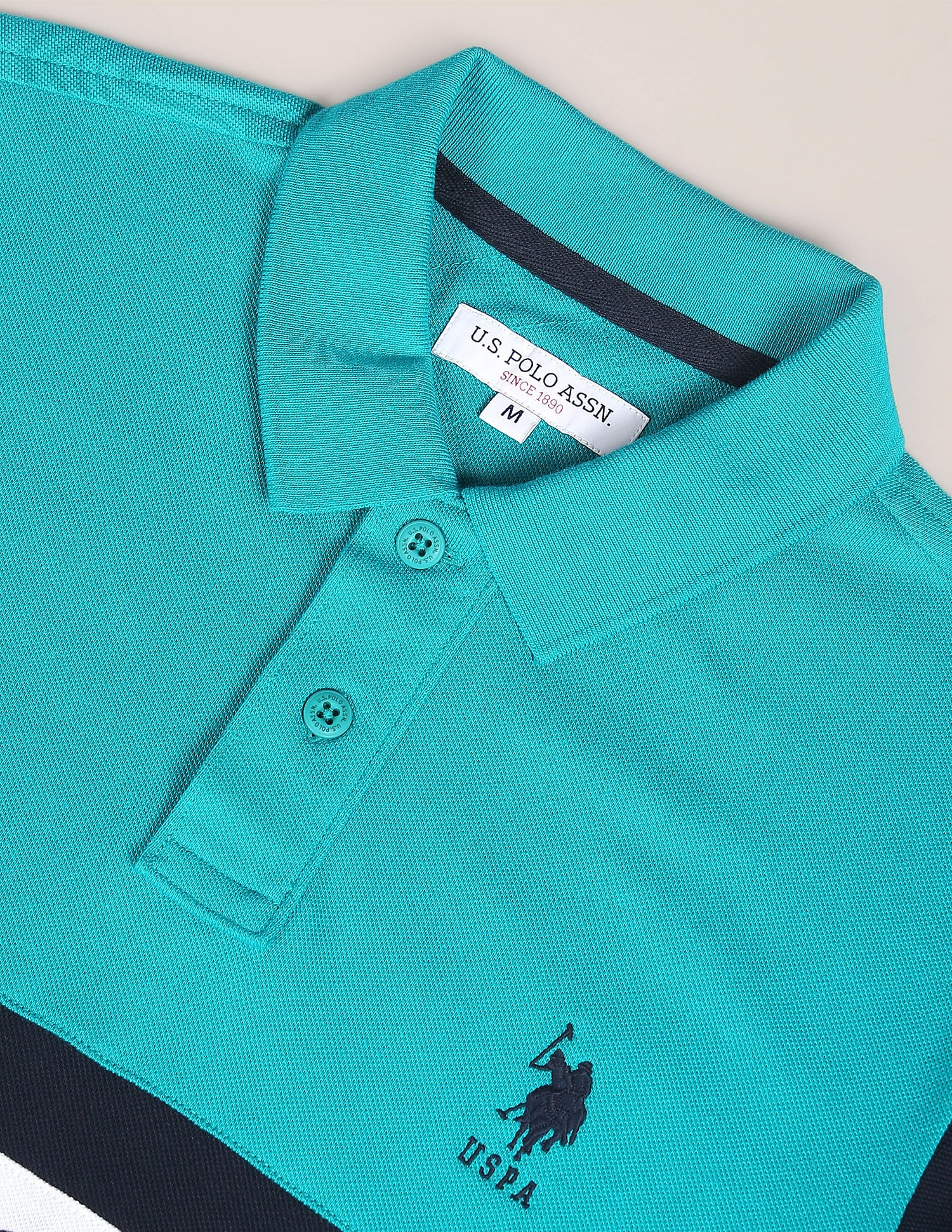 Brand Embroidered Cotton Polo Shirt Green - U.S. POLO ASSN. | Large