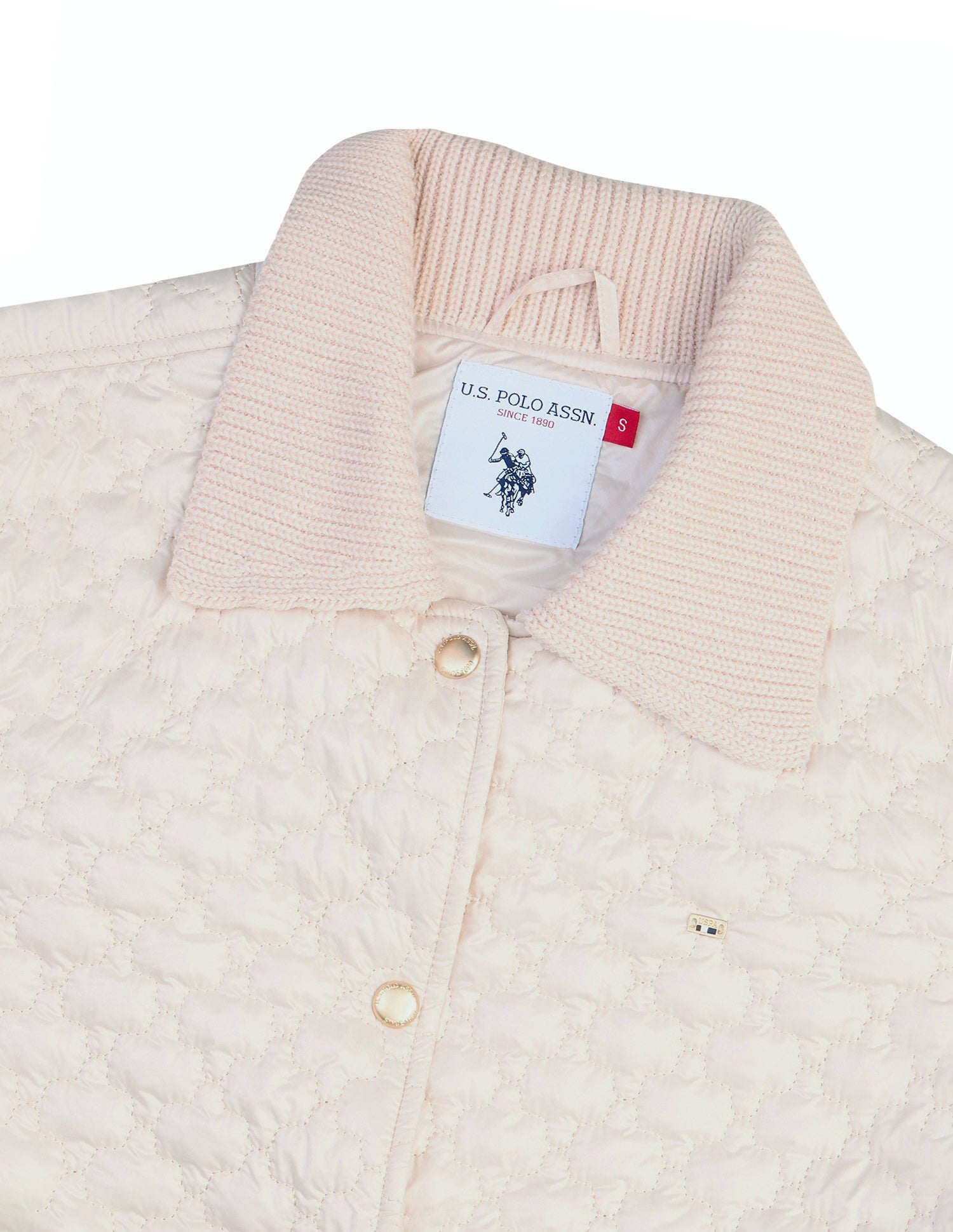 Solid Regular Fit Quilted Jacket Off-White - U.S. Polo Assn. India | Large