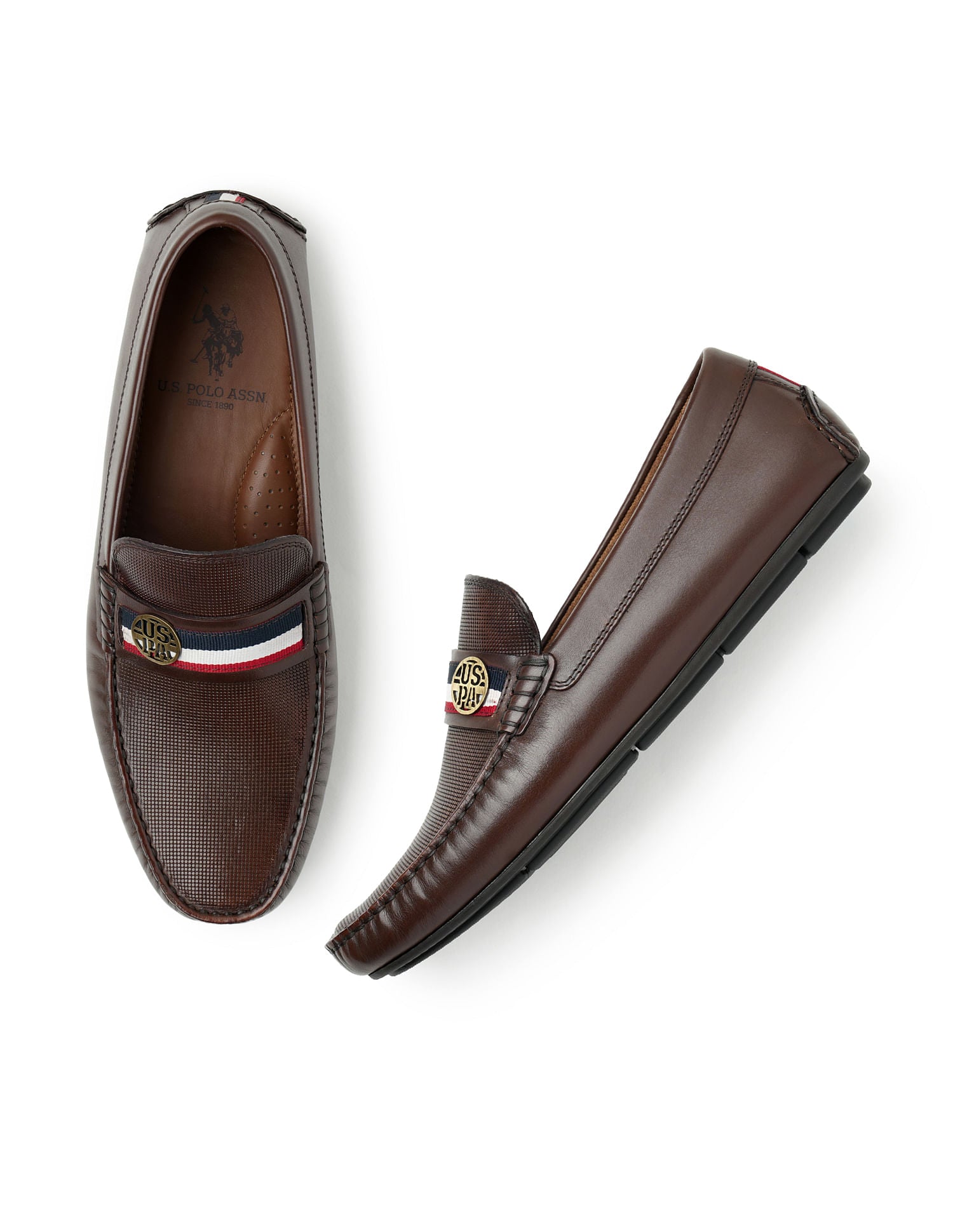 Men Solid Denly Loafers Brown - U.S. Polo Assn. India | Large