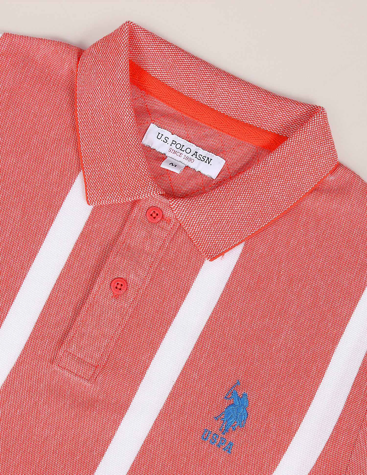 Vertical Stripe Cotton Polo Shirt Red - U.S. Polo Assn. India | Large