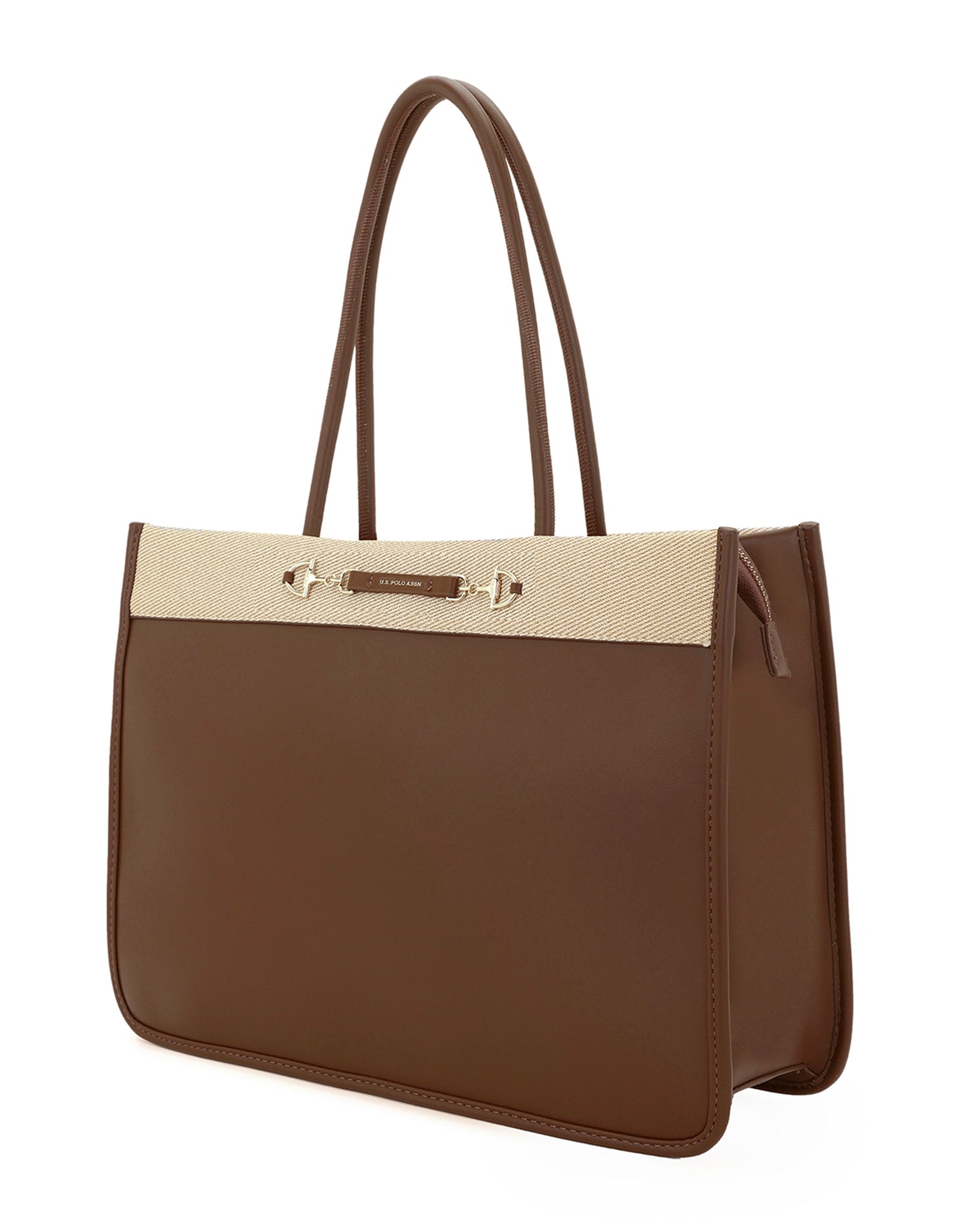 Women Aubrey Colour Blocked Tote Bag Brown - U.S. POLO ASSN. | Large