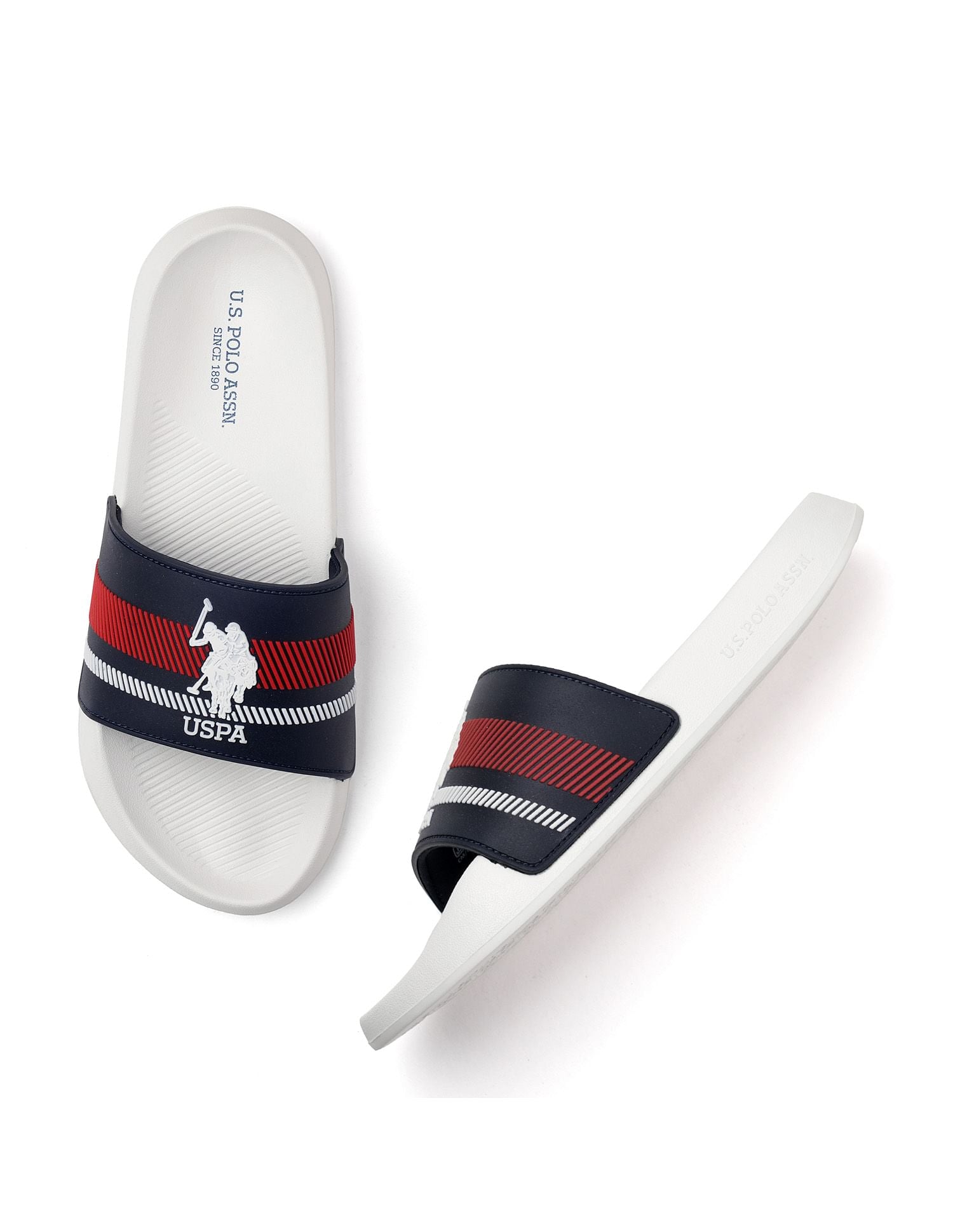 Men Rafa Brand Printed Sliders White - U.S. POLO ASSN. | Large