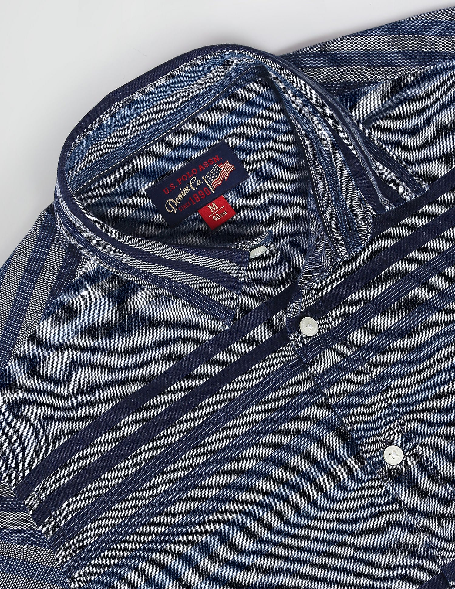 Horizontal Stripe Cotton Shirt Blue - U.S. POLO ASSN. | Large