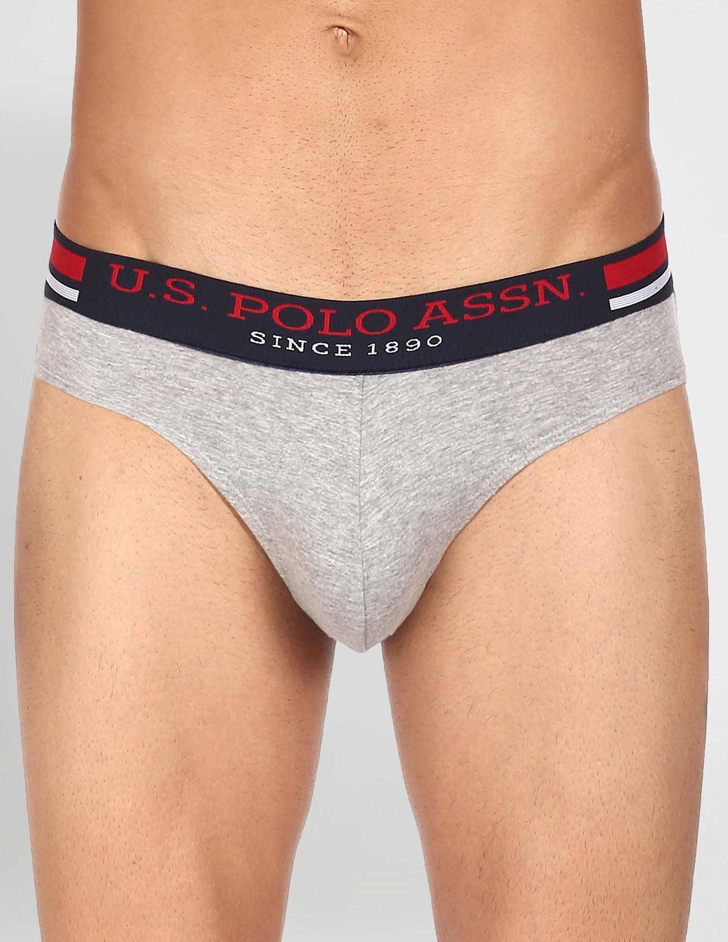 Elasticized Waist Pure Cotton I006 Briefs - Pack Of 3 Black, Grey and Navy - U.S. POLO ASSN. | Large