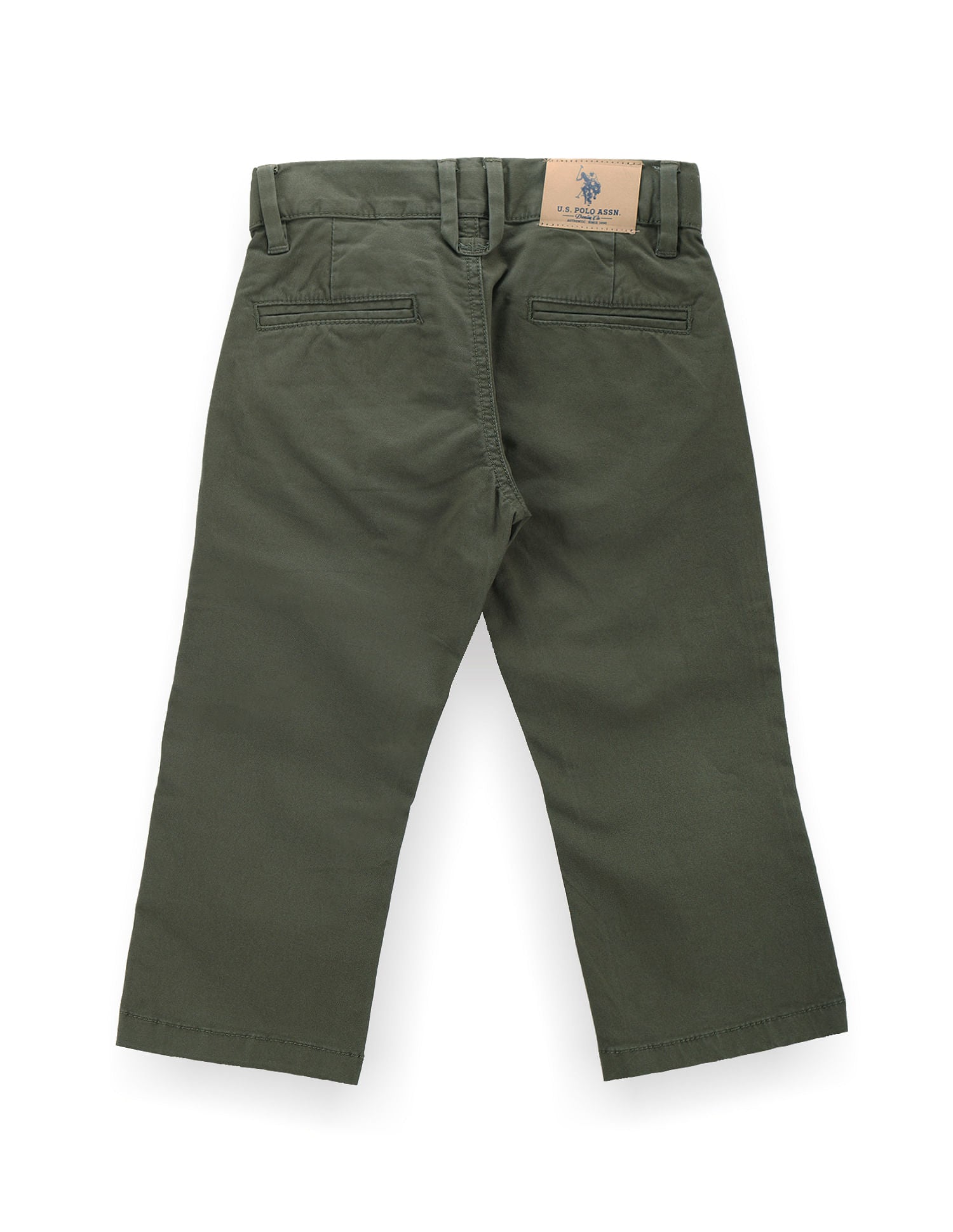 Boys Cotton Stretch Twill Trousers Green - U.S. POLO ASSN. | Large