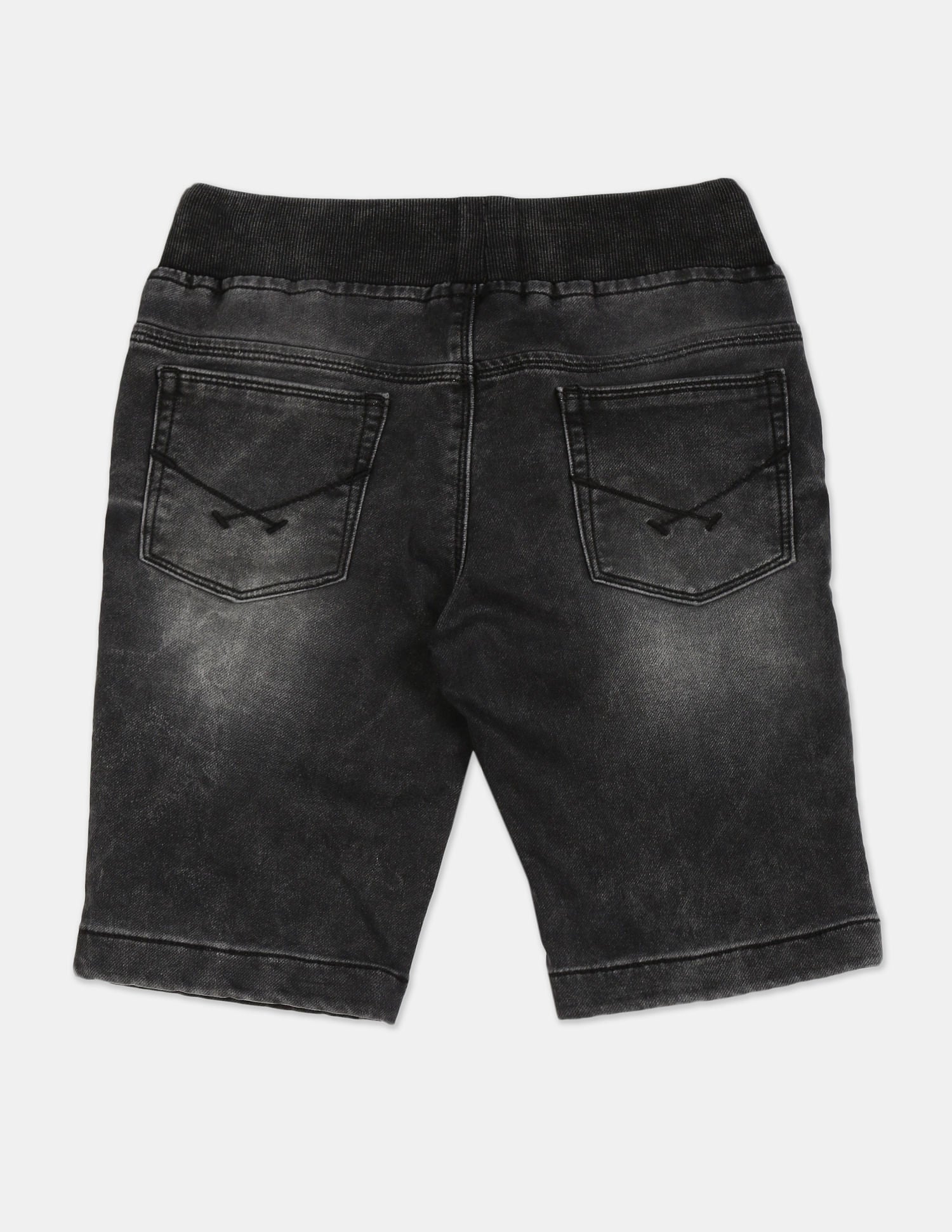 Boys Black Drawstring Waist Stone Wash Denim Shorts Black - U.S. Polo Assn. India | Large